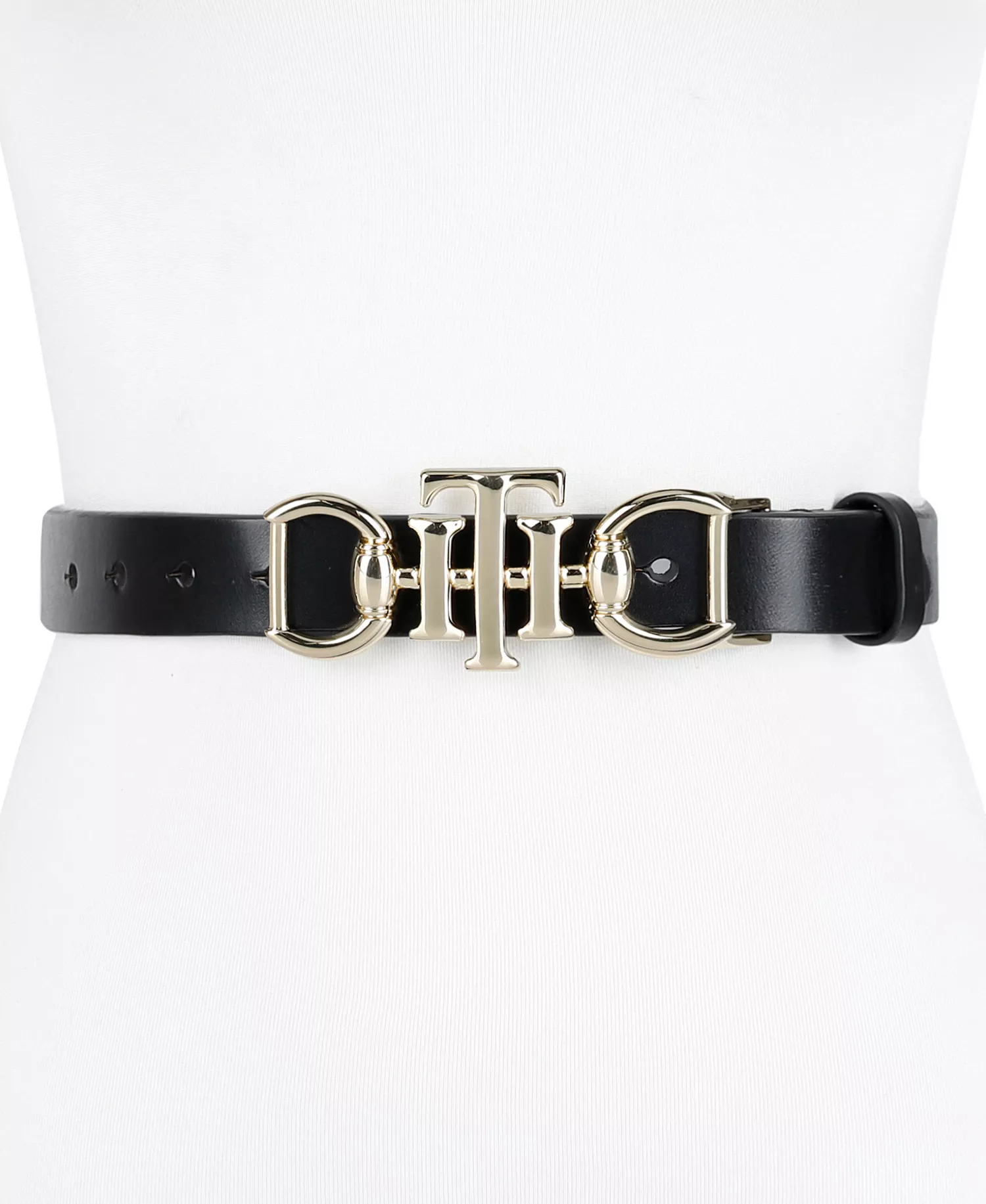 Women's Skinny Double Ended Horsebit Buckle Dress Casual Belt - Black - 2X