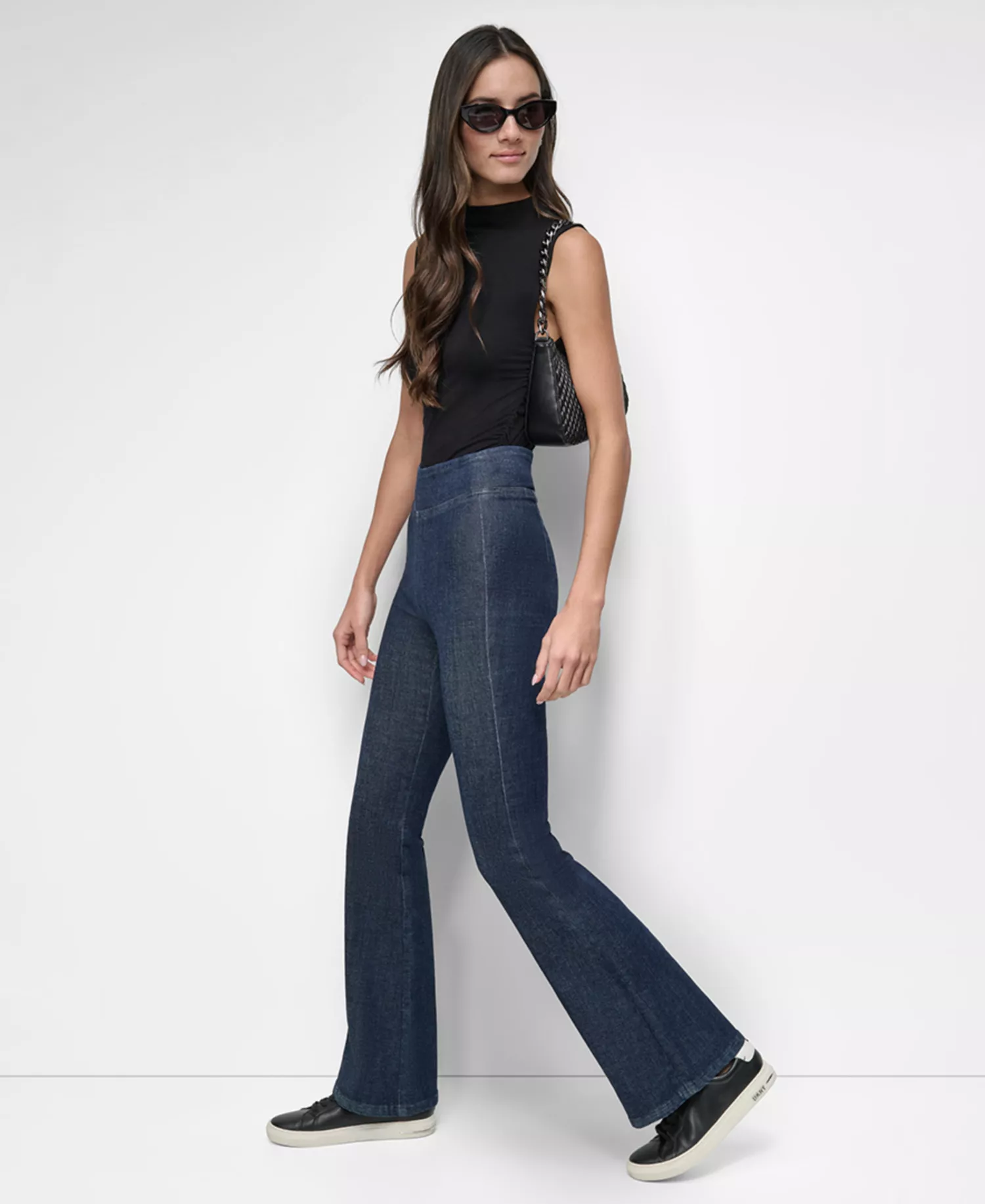 Petite High-Rise Flared-Leg Pull-On Jeans - Bond Street - PL