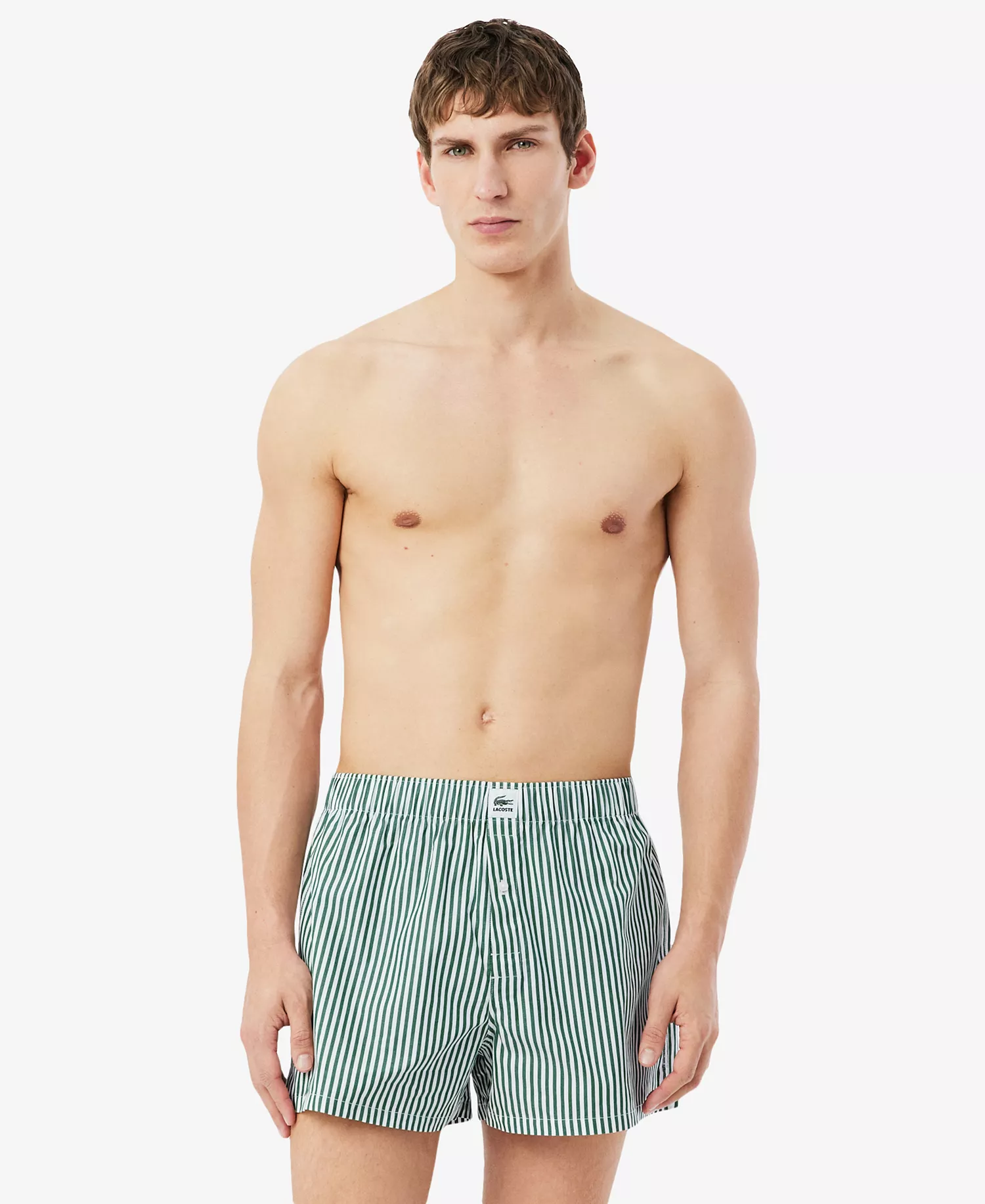 Men's Straight-Fit Woven Boxers, 3-Pack - Green/White sinople/Black - L