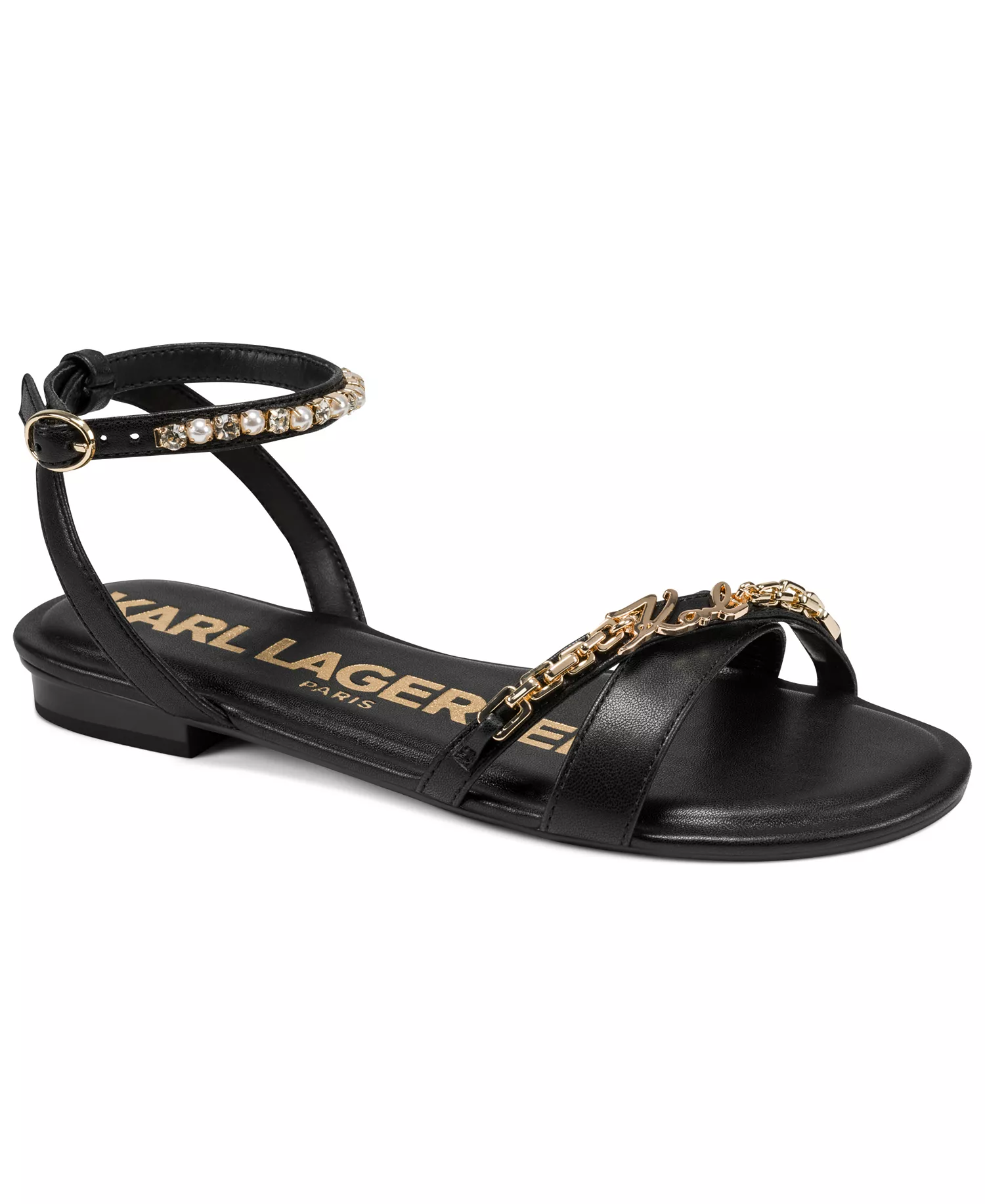 Women's Christiano Ankle Strap Flat Sandals - Black - 10M