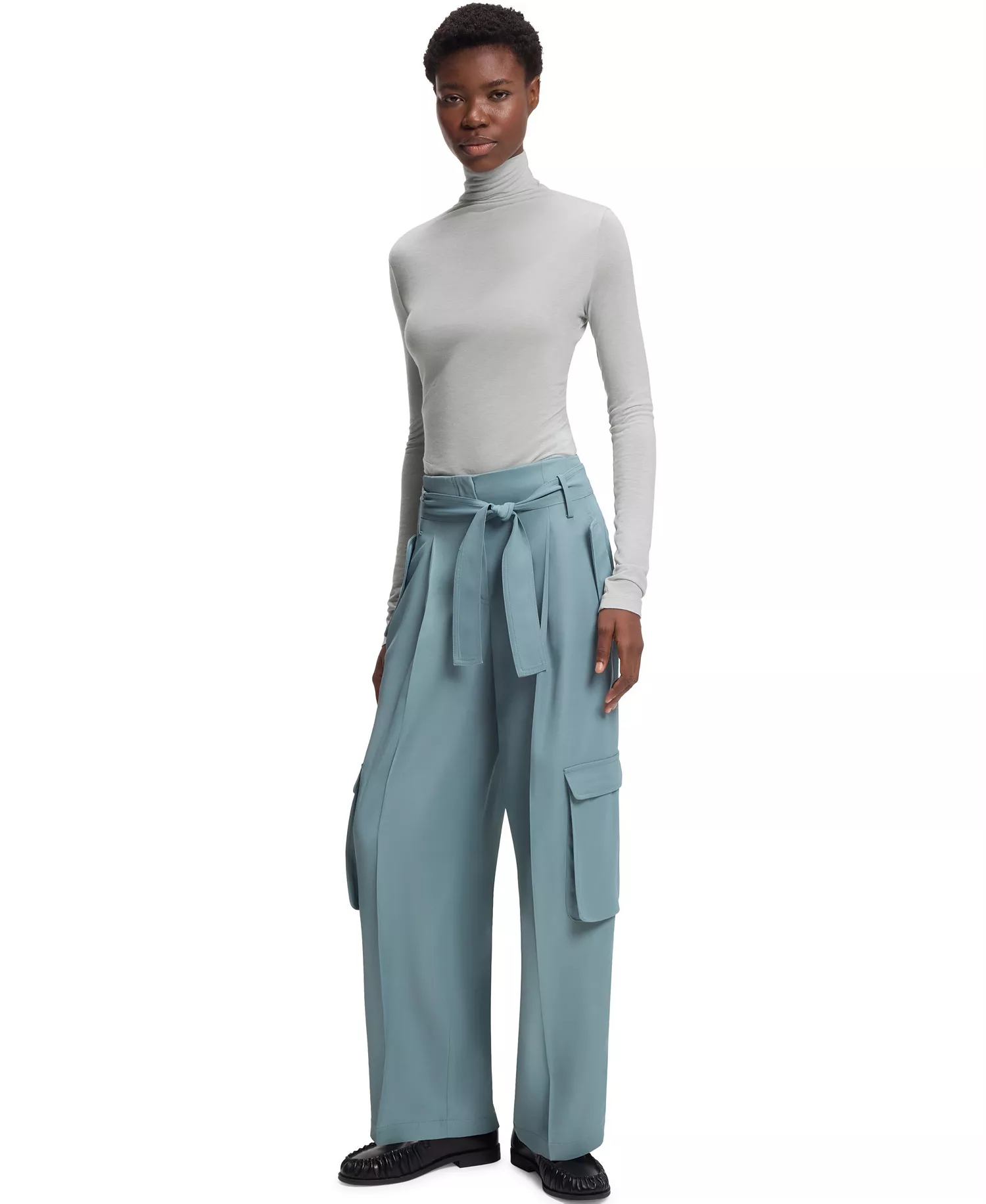 BOSS by Women's High-Neck Top In Soft Jersey - Silver - L