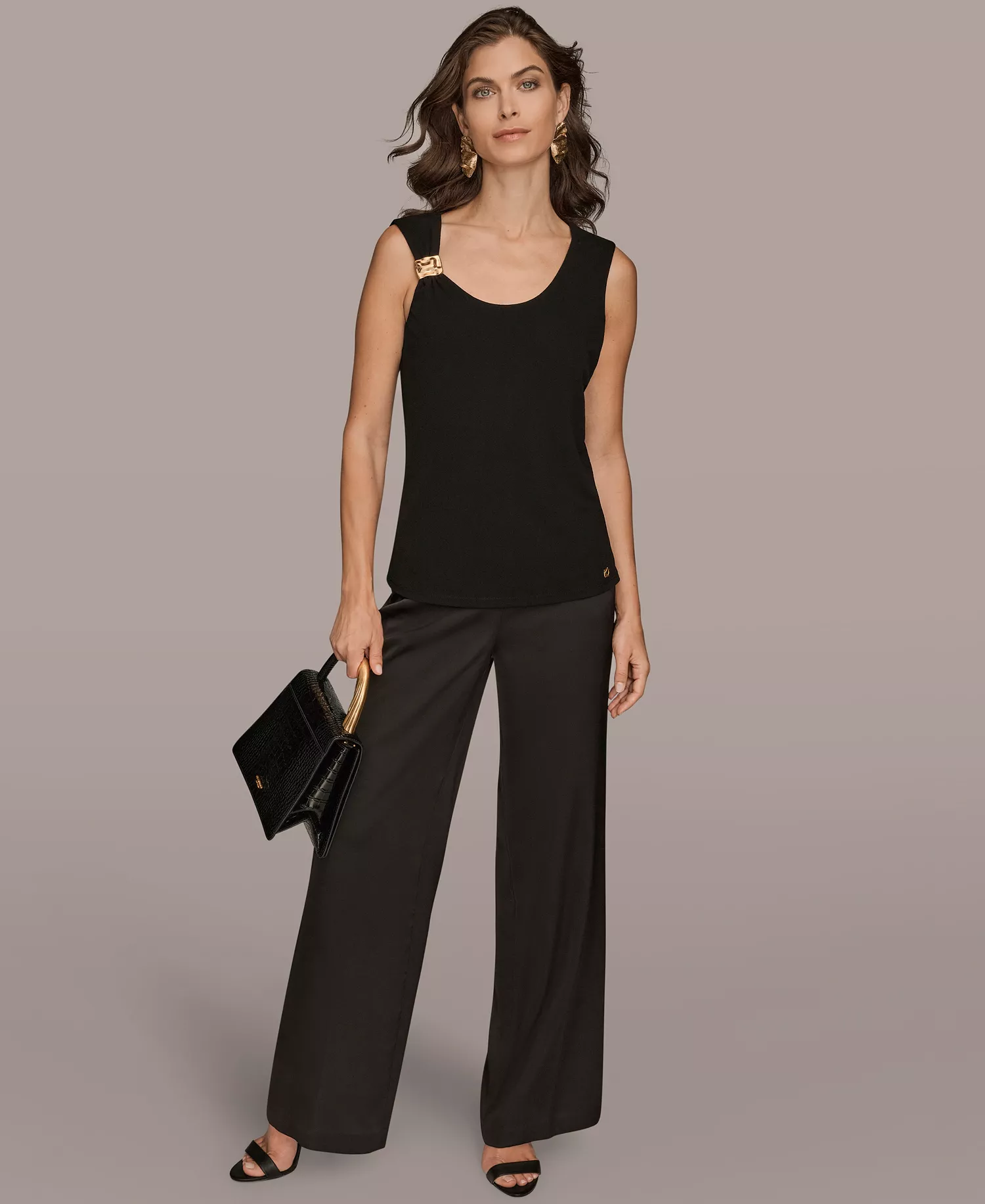 Women's Petite Scoop Neck Tank Top - Black - P/L