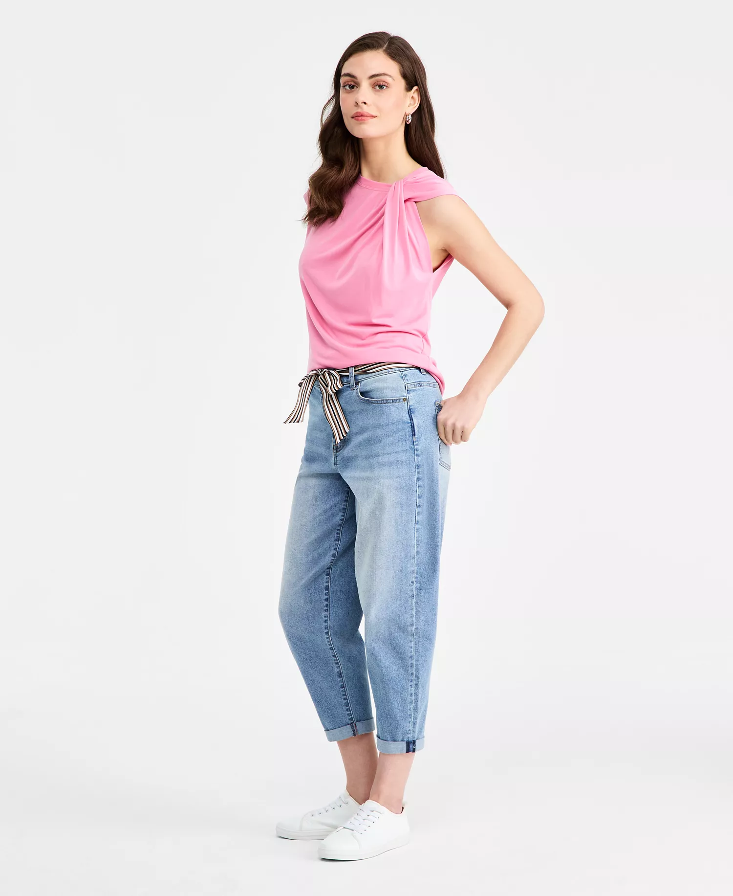 Women's Belted Carrot Jeans - Cruise Blue - 10