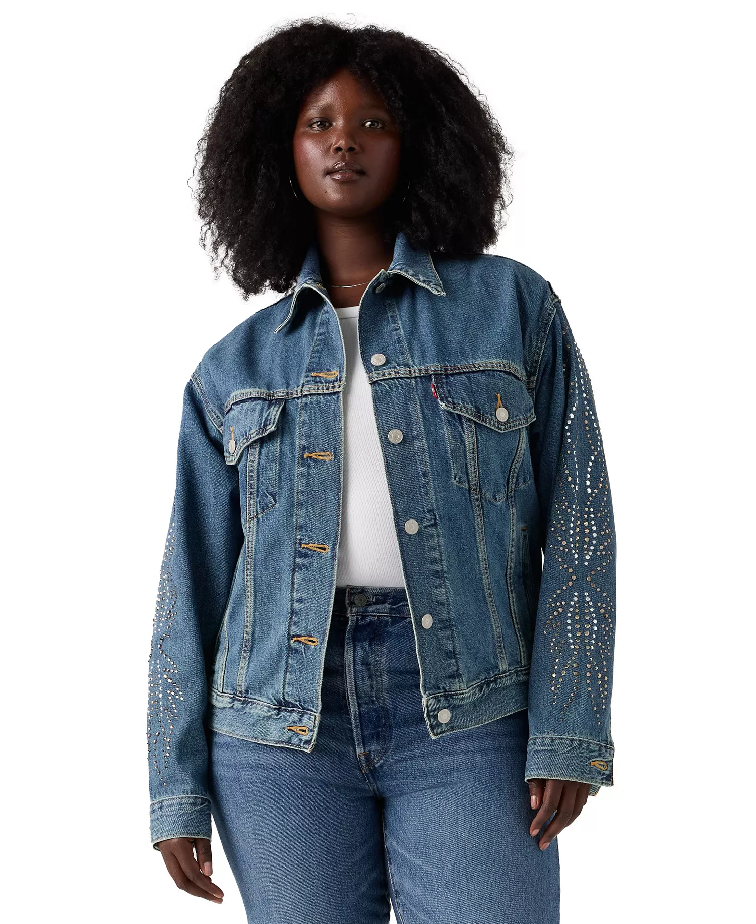 Plus Size 90s Trucker Long Sleeve Jacket - Solargenic - 1X