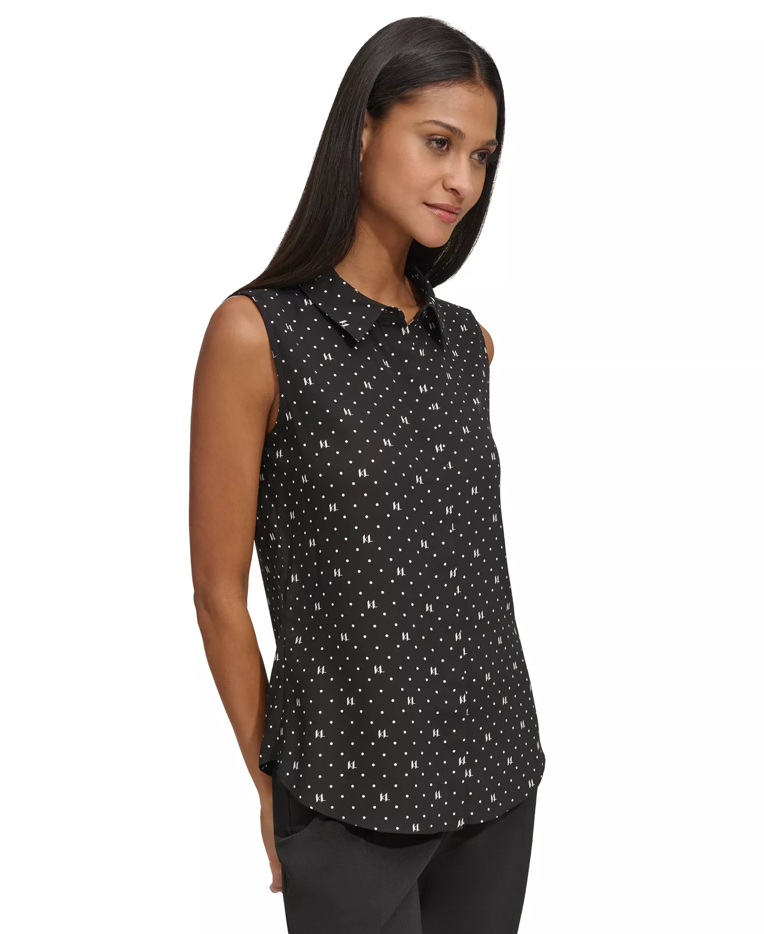 Women's Logo Sleeveless Shirt - Black/Soft White - L