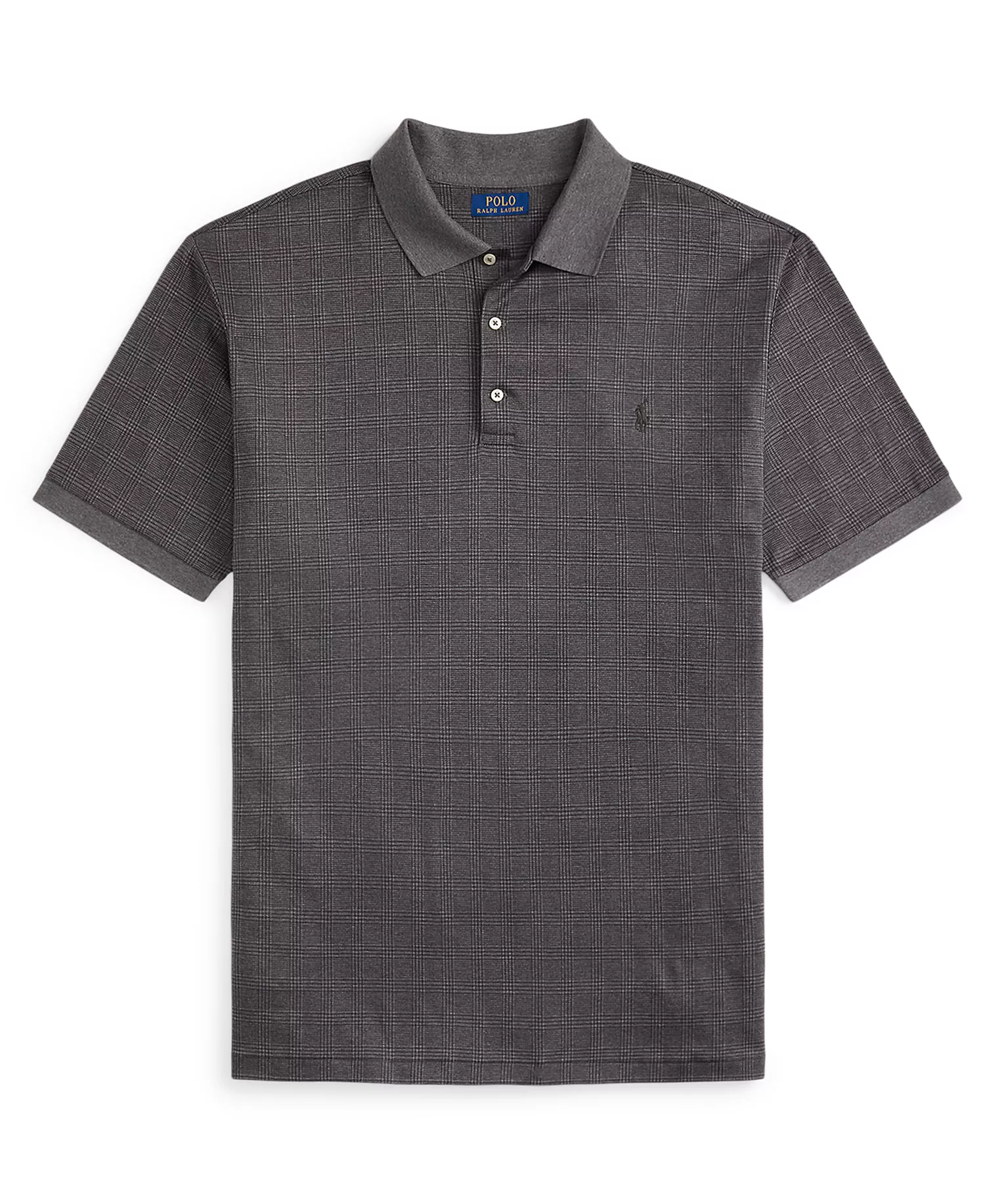 Men's Big & Tall Plaid Short Sleeves Polo Shirt - Med Flannel Heather - 2LT