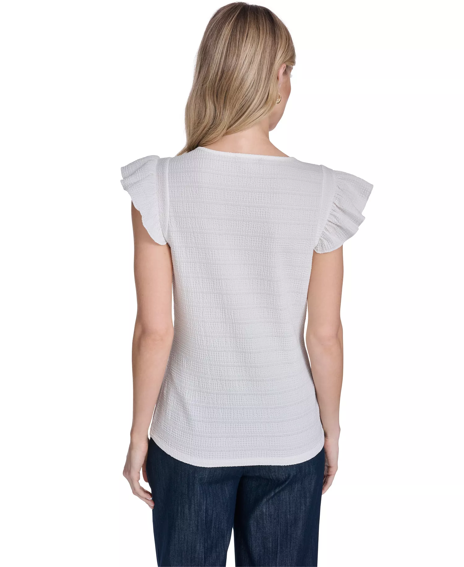 Women's Textured Crewneck Top - Ivory - L