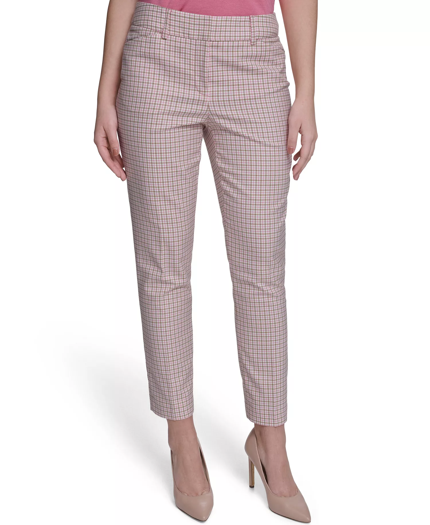 Women's Slim Fit Plaid Pants - Tannin Multi - 0