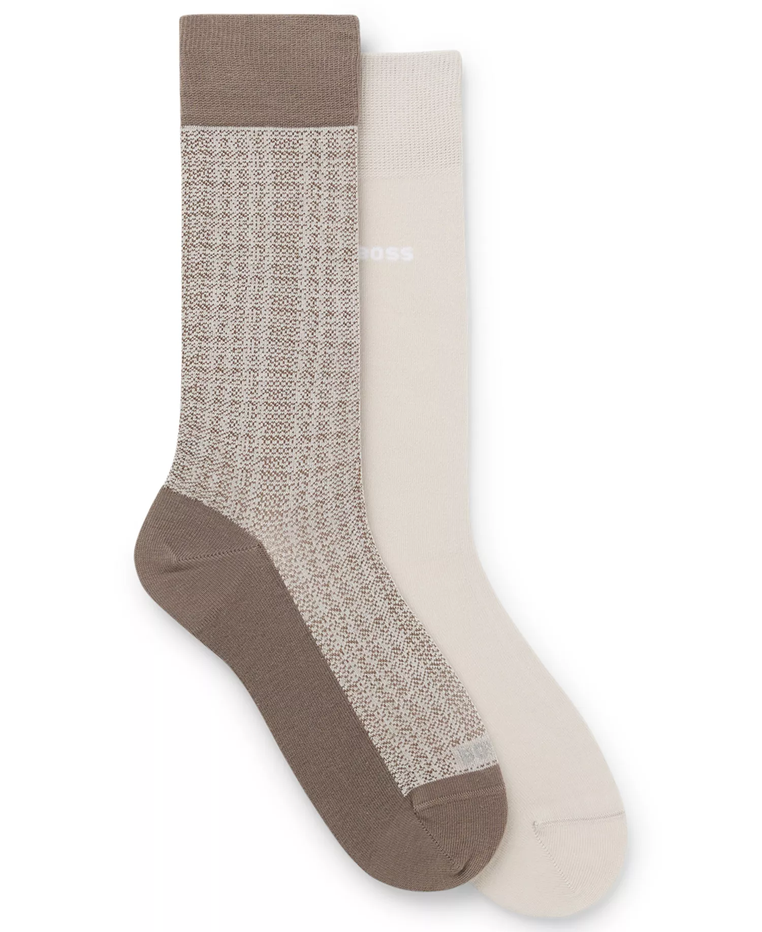 Men's Mini Pattern Soft Socks, 2-Pack - Open Beige - 10-13