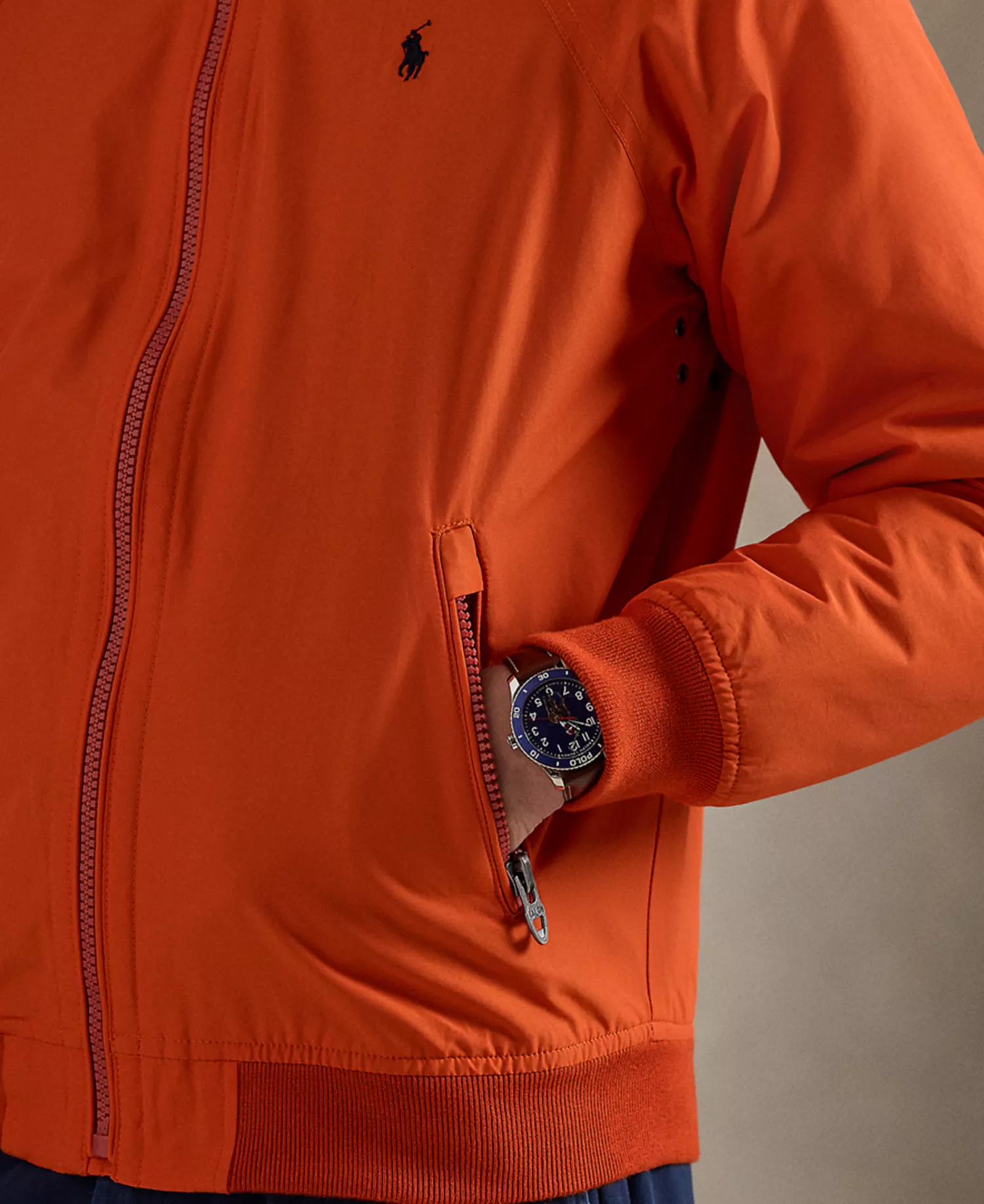 Men's Raglan-Sleeve Jacket - College Orange W/ Oatmeal - L