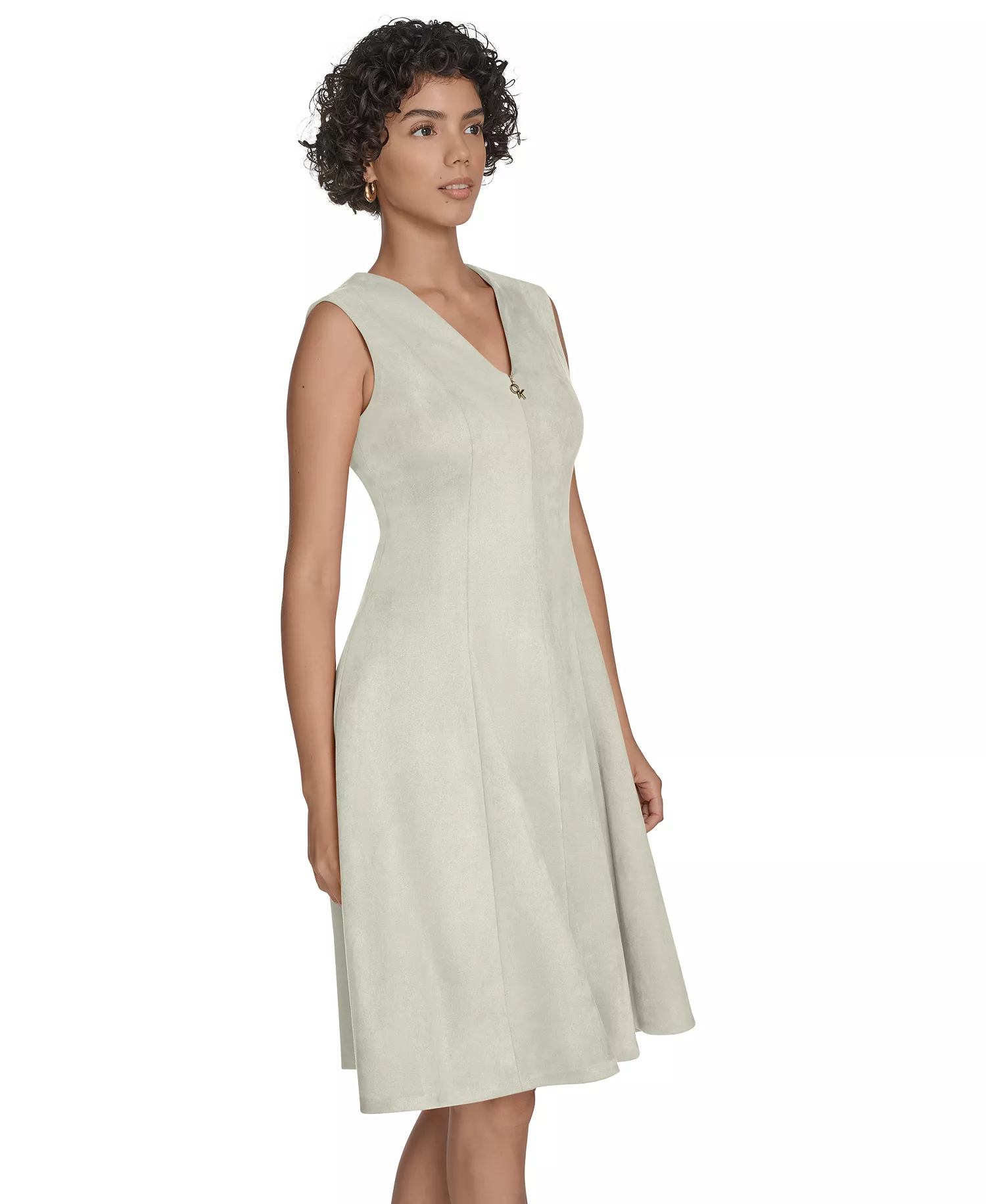Women's Sleeveless Fit and Flare Short Dress - Pearl - 2