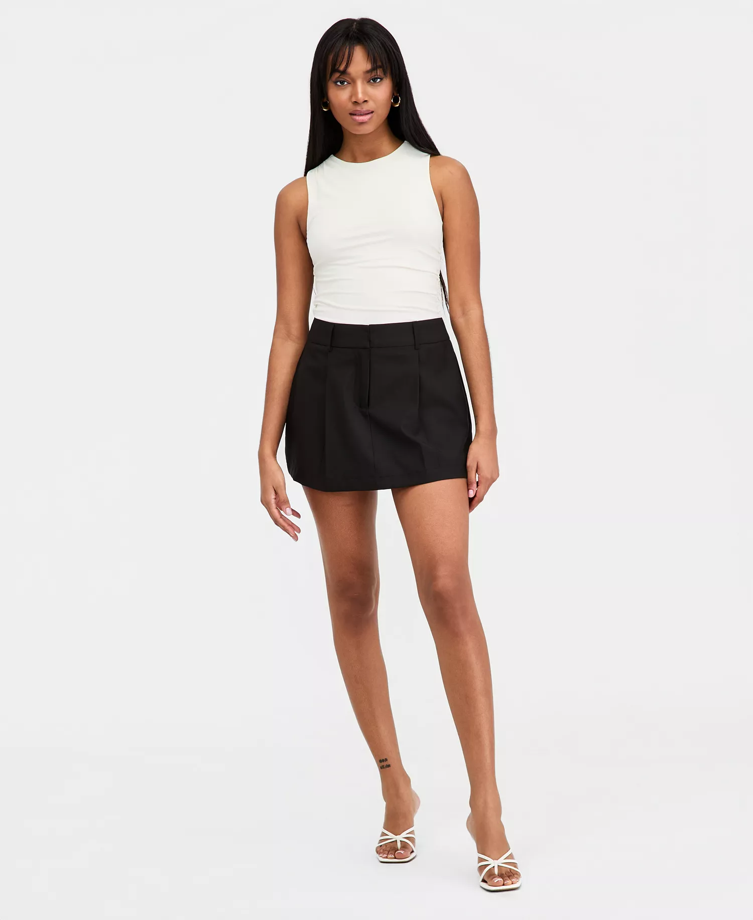 Women's Pleated Suiting Mini Skort, Macy's Exclusive - Black - L