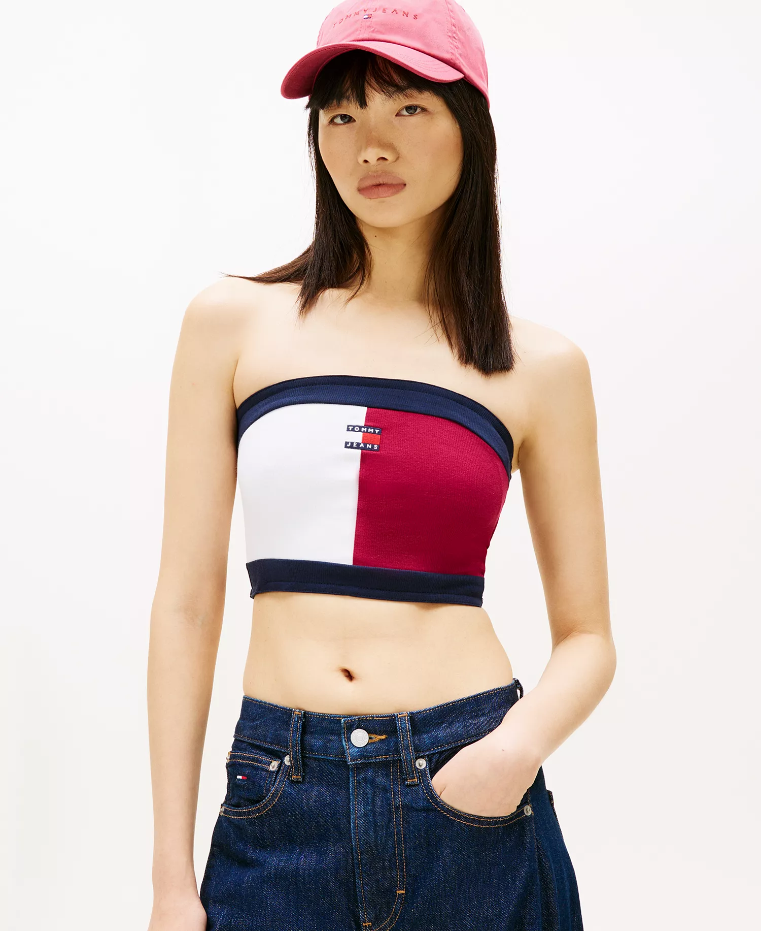Women's Flag Badge Tube Top - Lavish Cerise Multi - XS