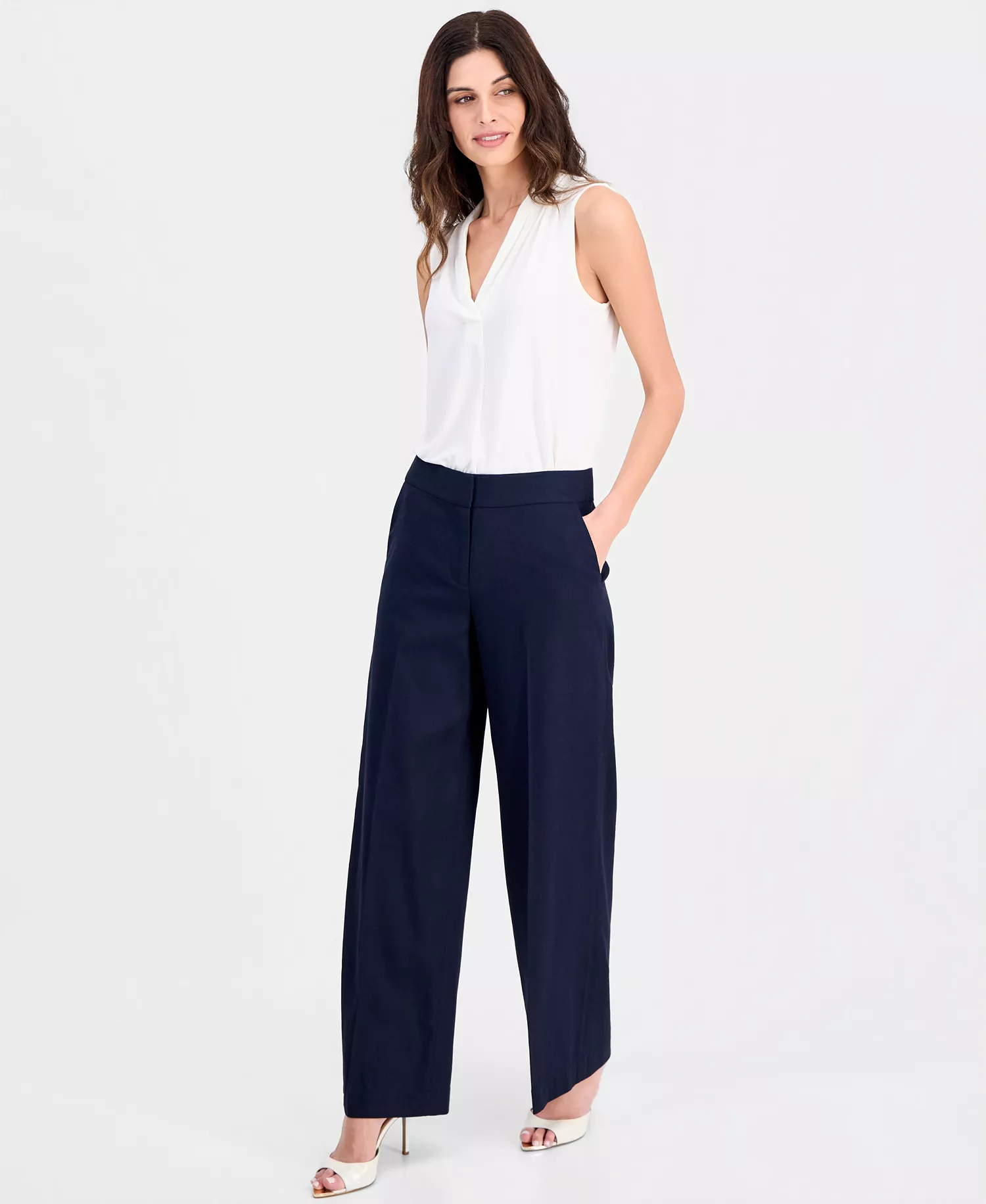 Women's Clean-Waist Wide-Leg Pants - New Navy - 10