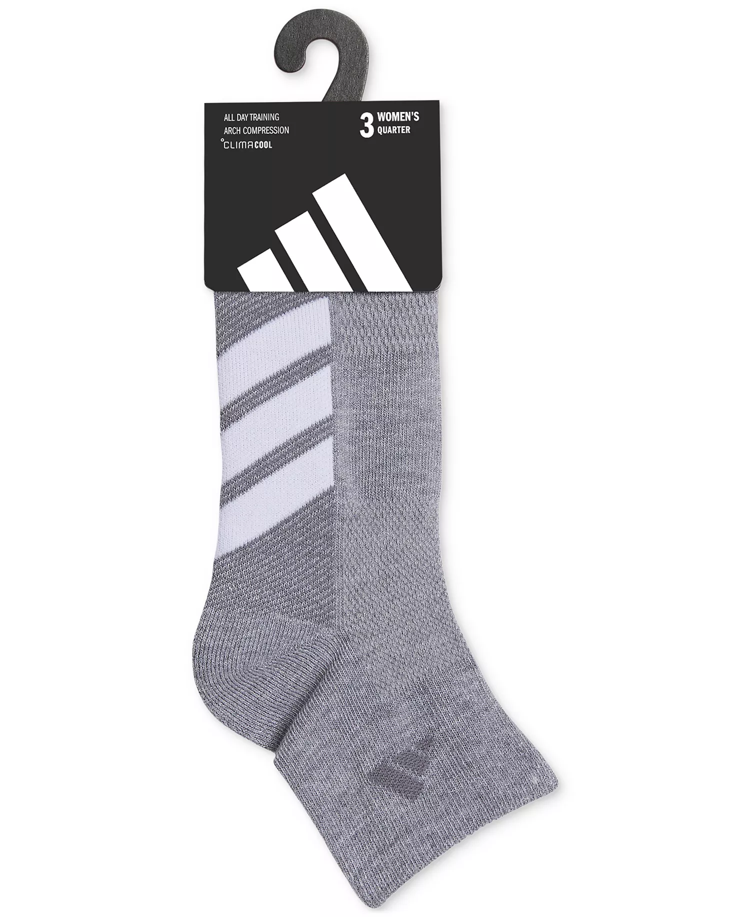 Women's 3-Pk. All Day Training Quarter Socks - Grey/white/black - 5-10