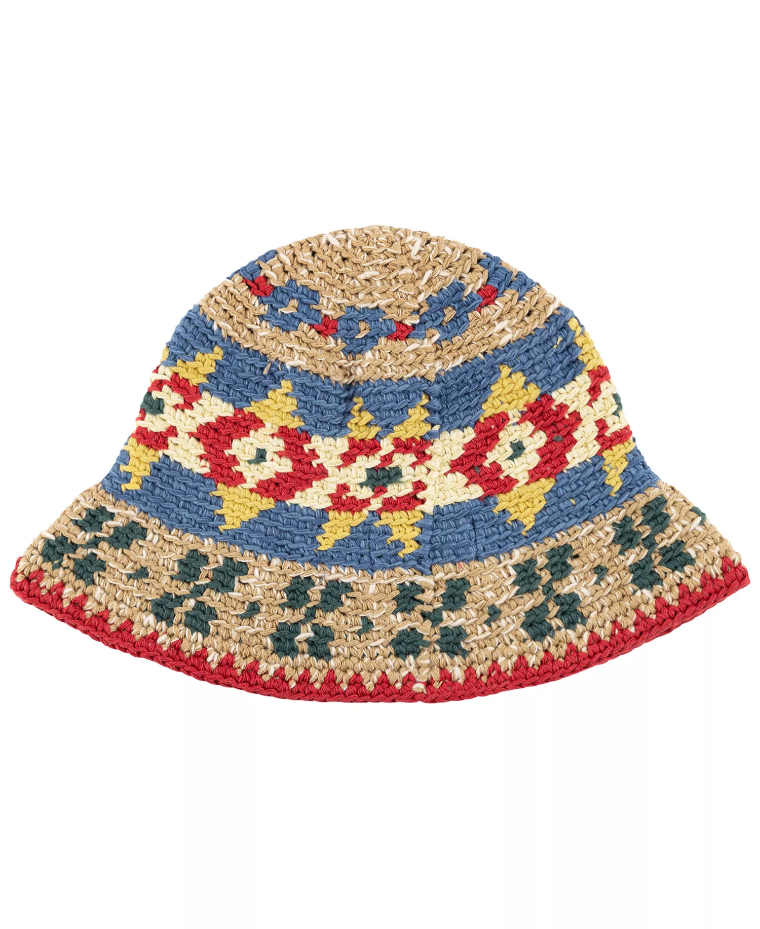 Men's Textured Fairisle Crochet Bucket Hat - Tan Multi - ONE SIZE