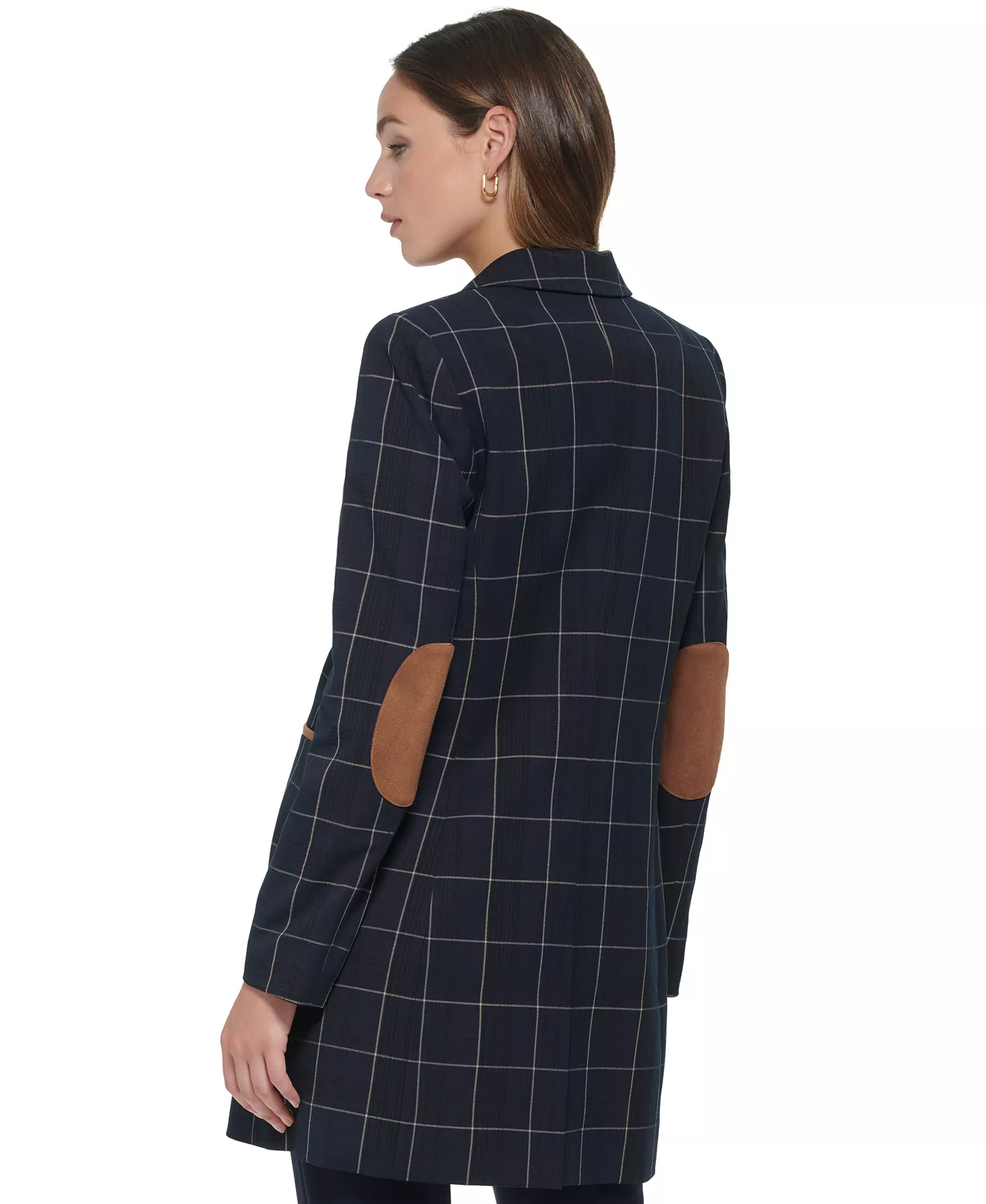 Women's Windowpane One-Button Blazer - Midnt/grey - 0
