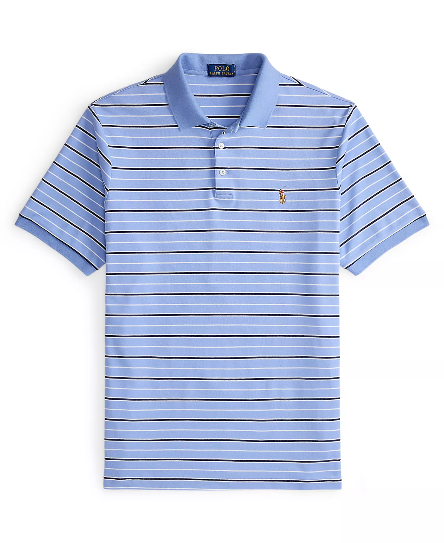 Men's Striped Short-Sleeves Polo Shirt - Fall Blue Multi - 2XL