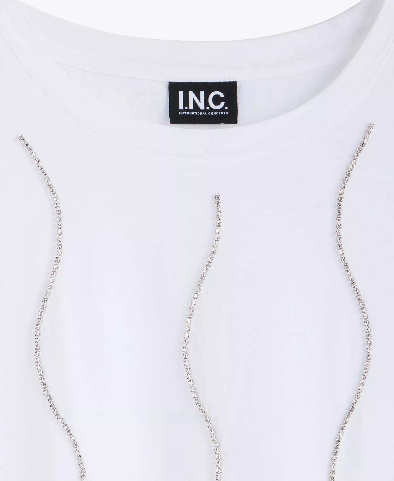 Women's Embellished Tie-Front Tee, Macy's Exclusive - Bright White - L