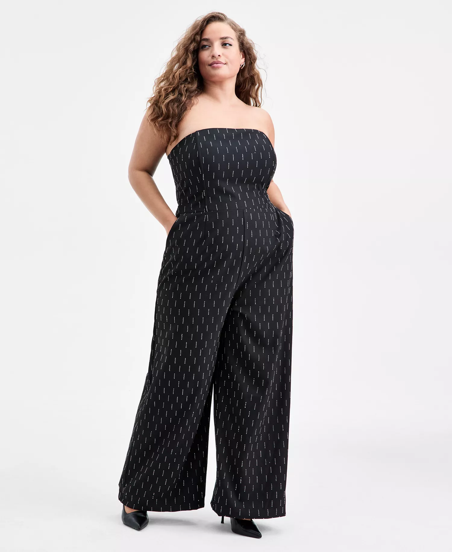 Trendy Plus Size Embellished Strapless Jumpsuit, Macy's Exclusive - Black - 0X