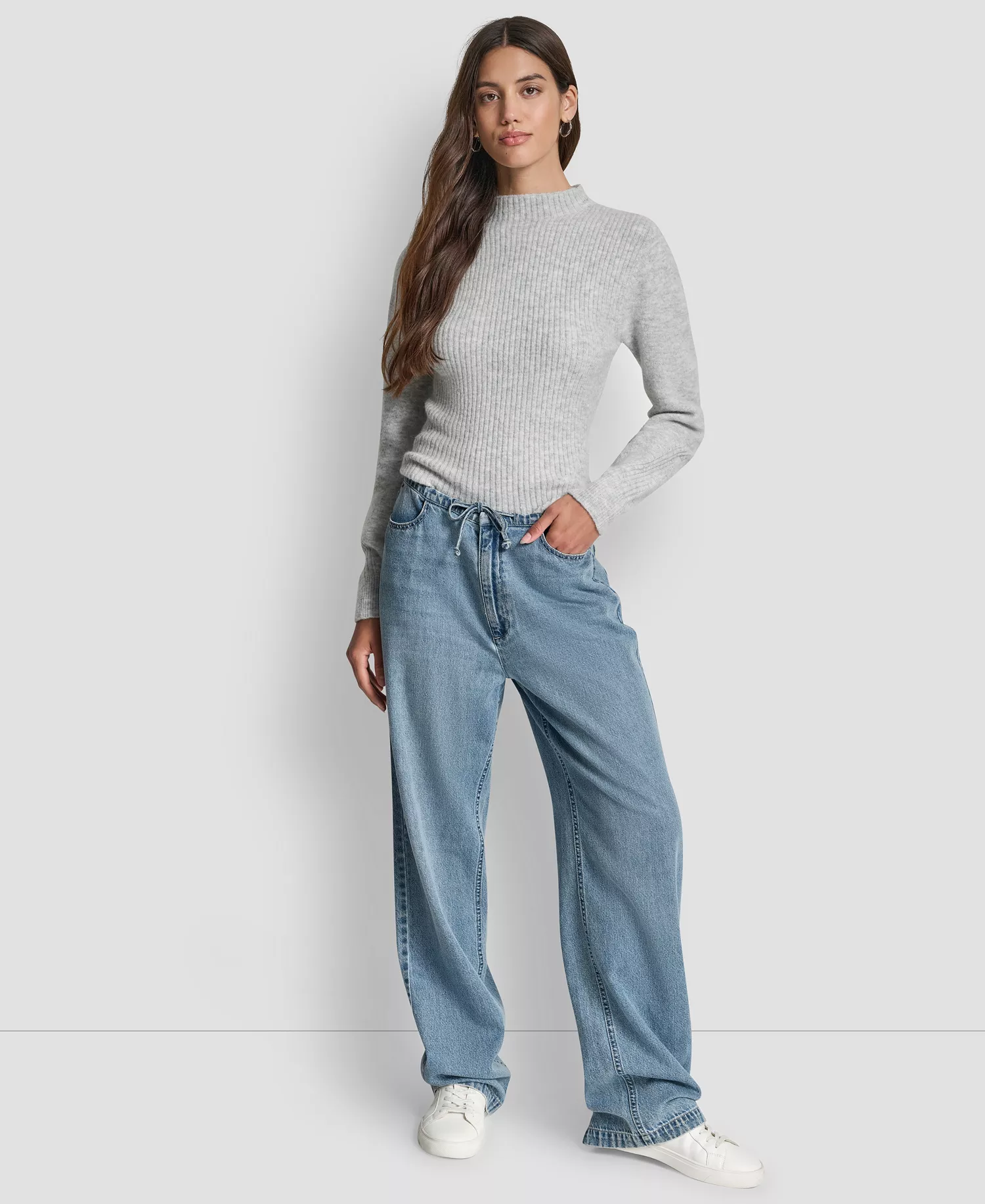 Petite Mid-Rise Flowy Relaxed Fit Straight Pants - Eden - PL