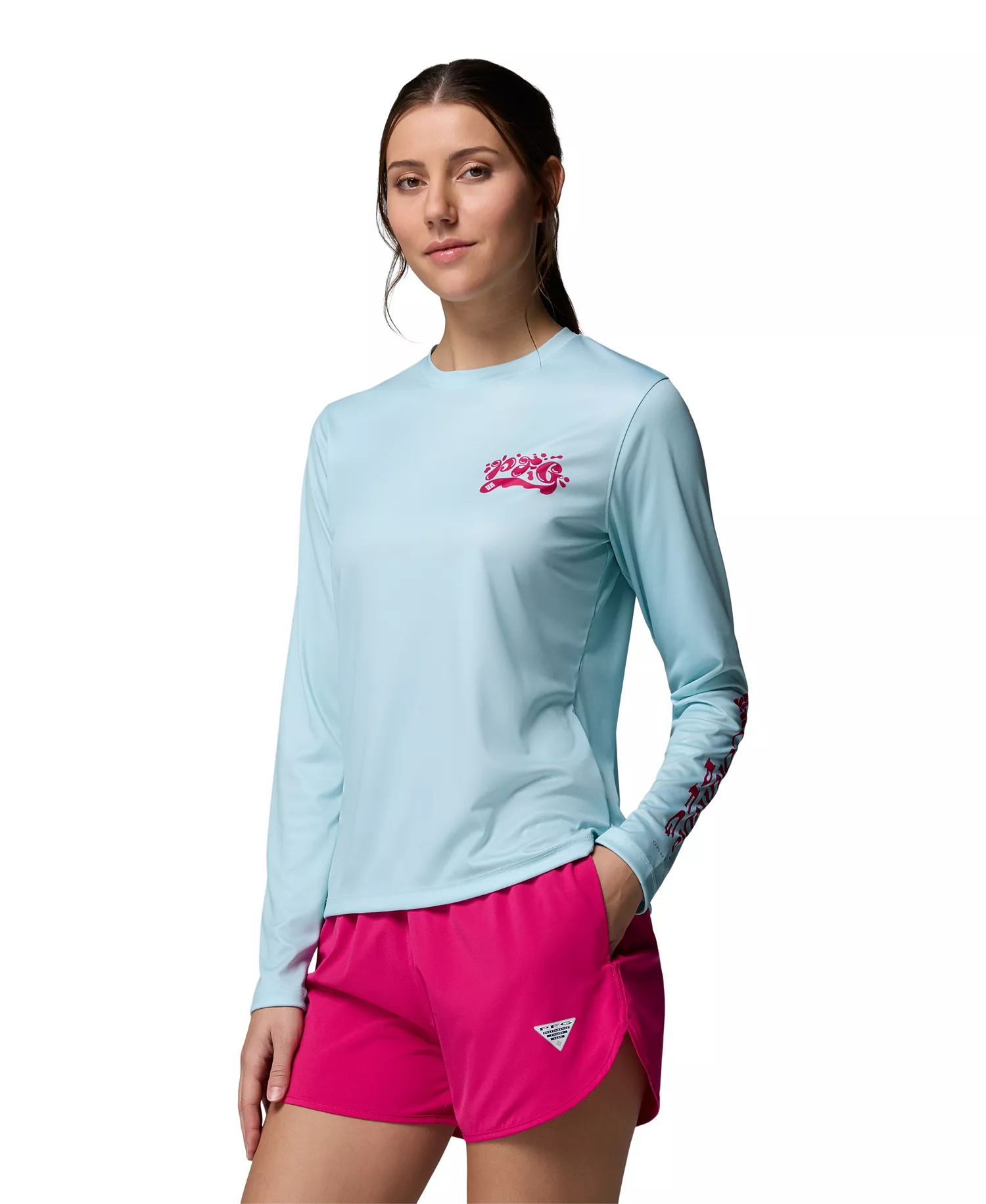 Women's Tidal Palm Waves Top - Marine Light, Flamingo Isle - L