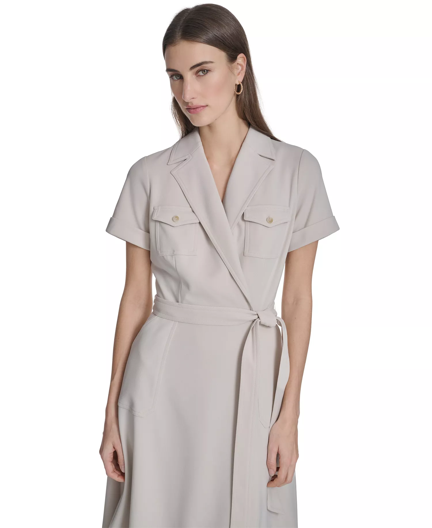 Women's Collared Neck Blazer Dress - Stoney Beige - 10