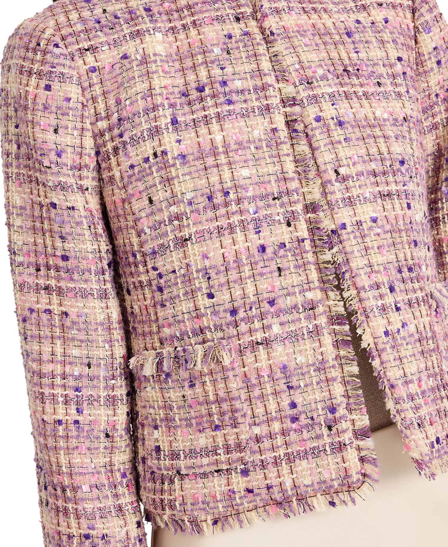 Petite Bouclé Collarless Jacket - Vanilla Pink - 10P
