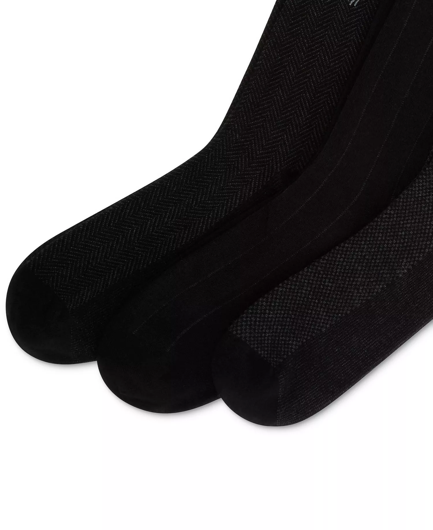 Men's 3-Pk. Classic Gents Patterned Dress Socks  - Black - 10-13