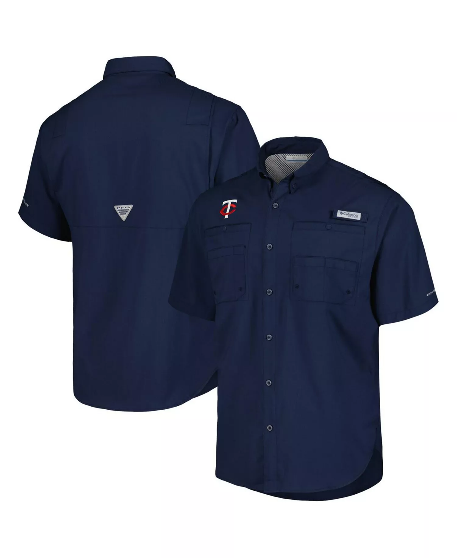 Men's Navy Minnesota Twins Tamiami Omni-Shade Button-Down Shirt - Navy - L