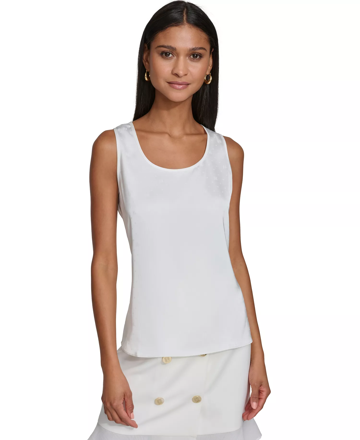 Women's Jacquard Scoop-Neck Tank Top - Soft White - S