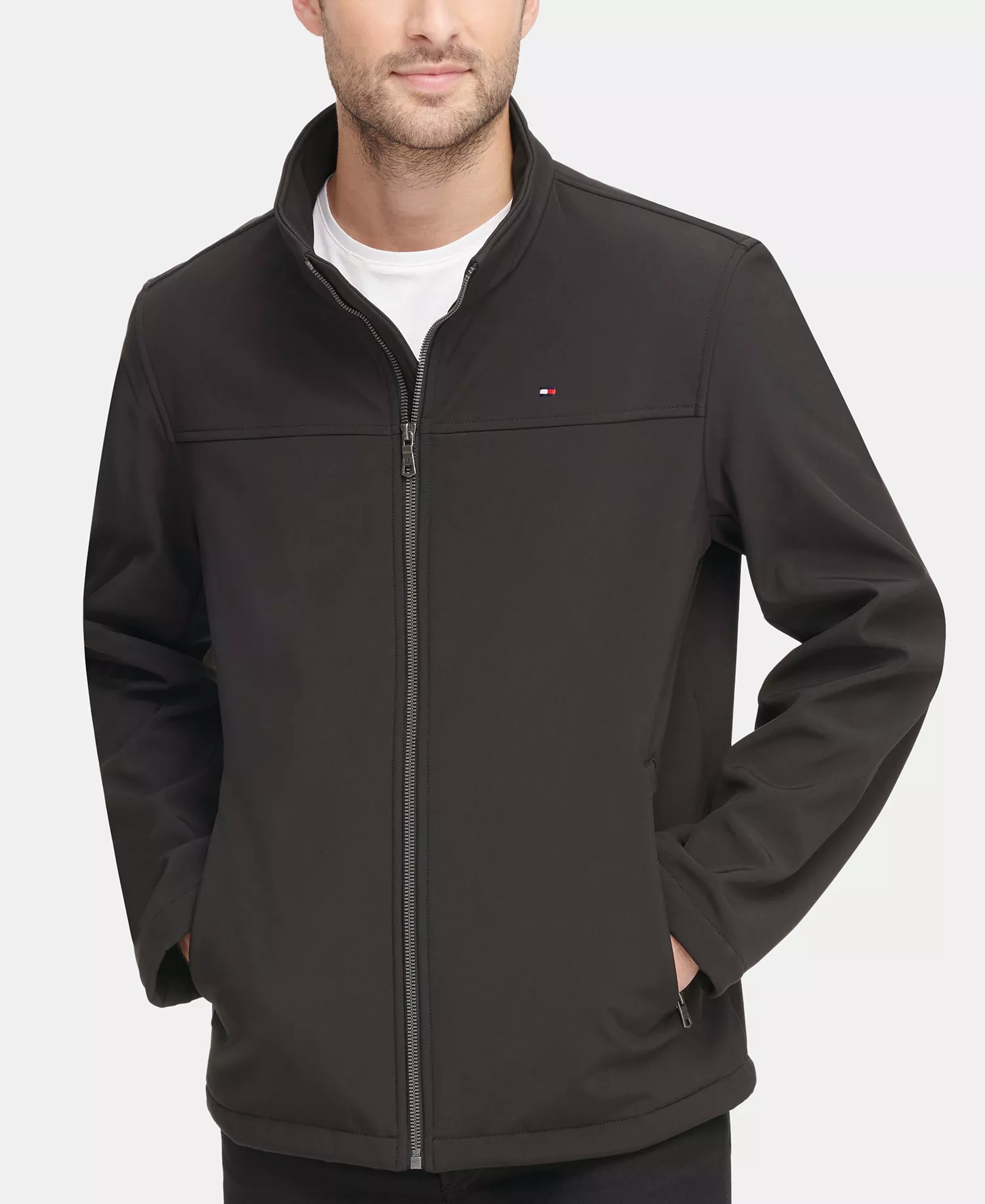 Men's Soft-Shell Classic Zip-Front Jacket - Black - 2XL