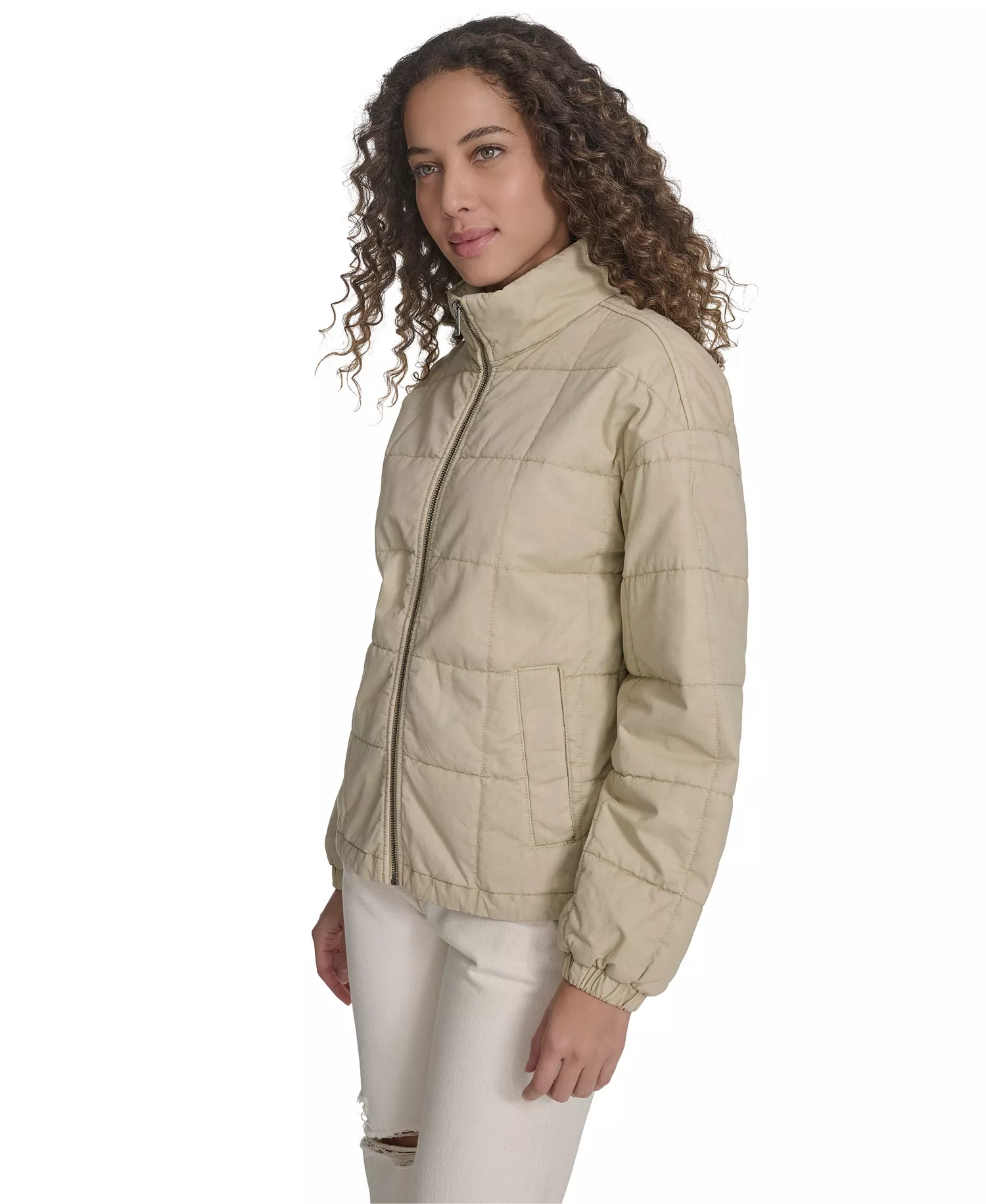 Women's Box Quilted Cotton Jacket - Creme Brule - L
