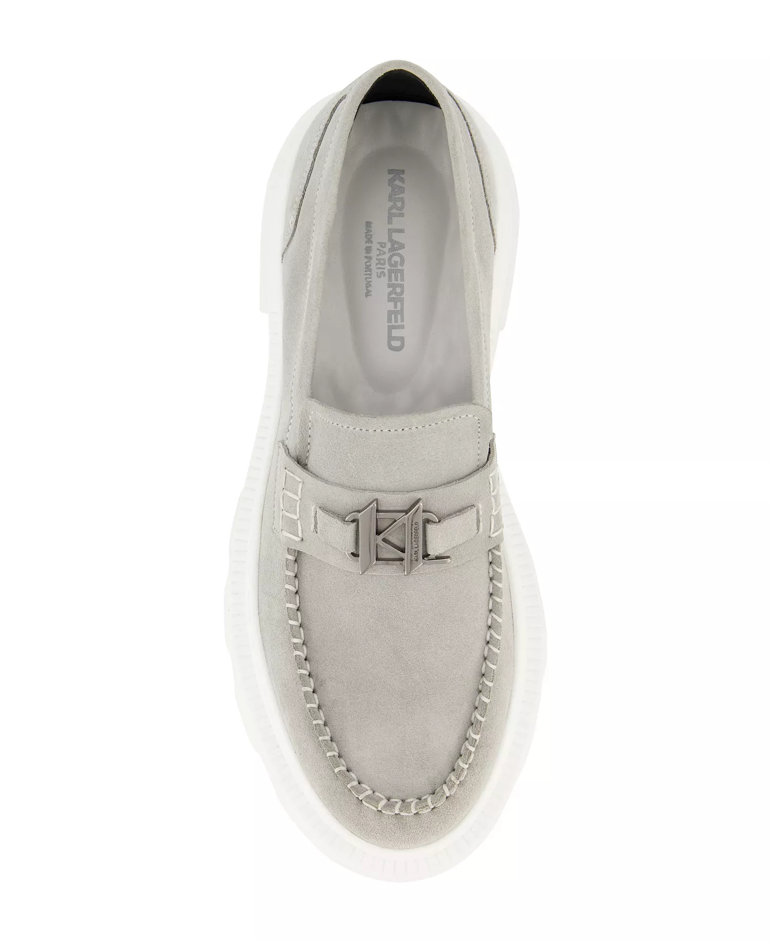 Men's White Label Suede KL Bit Moccasin Loafers - Grey - 10