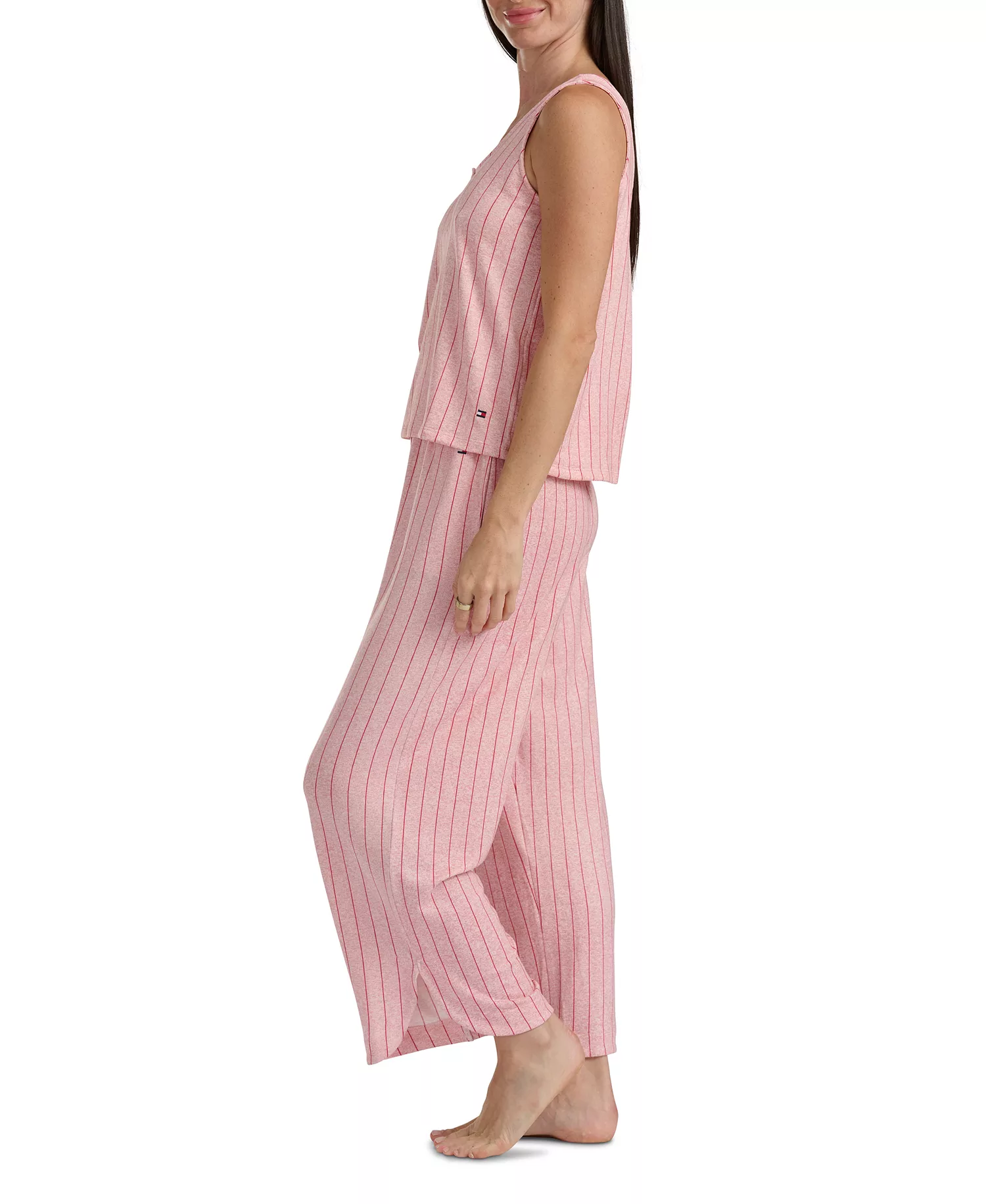 Women's 2-Pc. Tank & Crop Pant Set - Almond Blossom Pinstripe - L