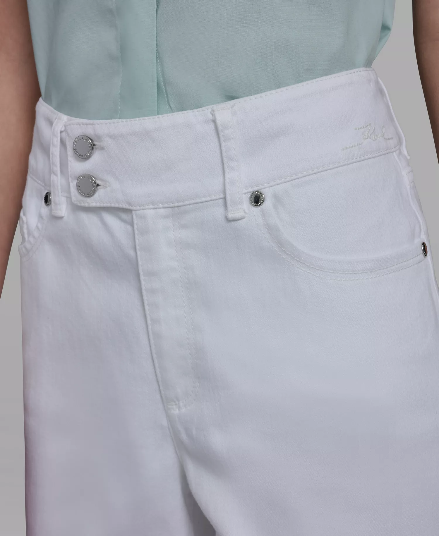 Women's Mid-Rise Scalloped Hem Jeans - White Denim - 10