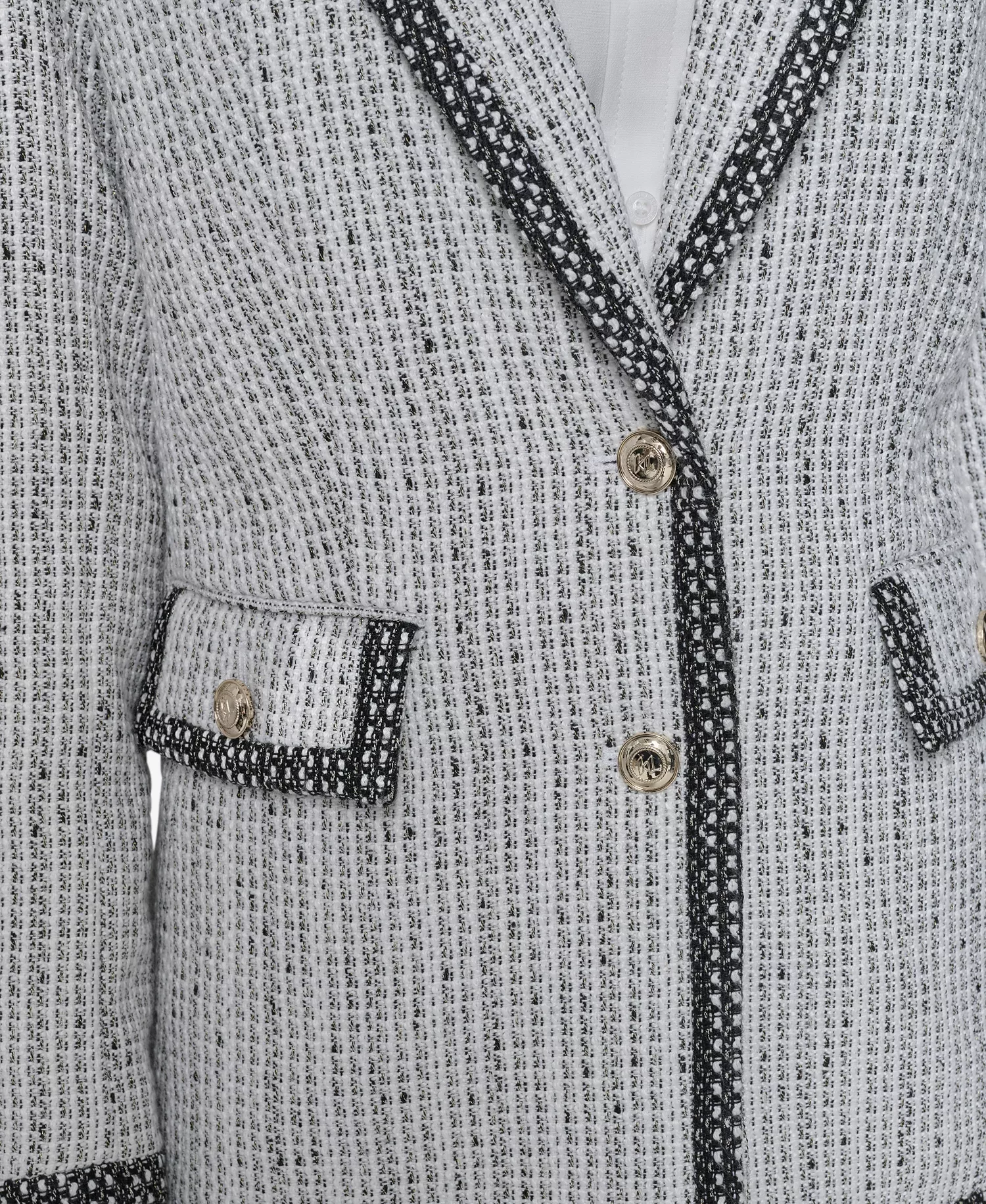 Tweed Blazer, Blouse & Tweed A-Line Skirt - Soft White/ Black - 10