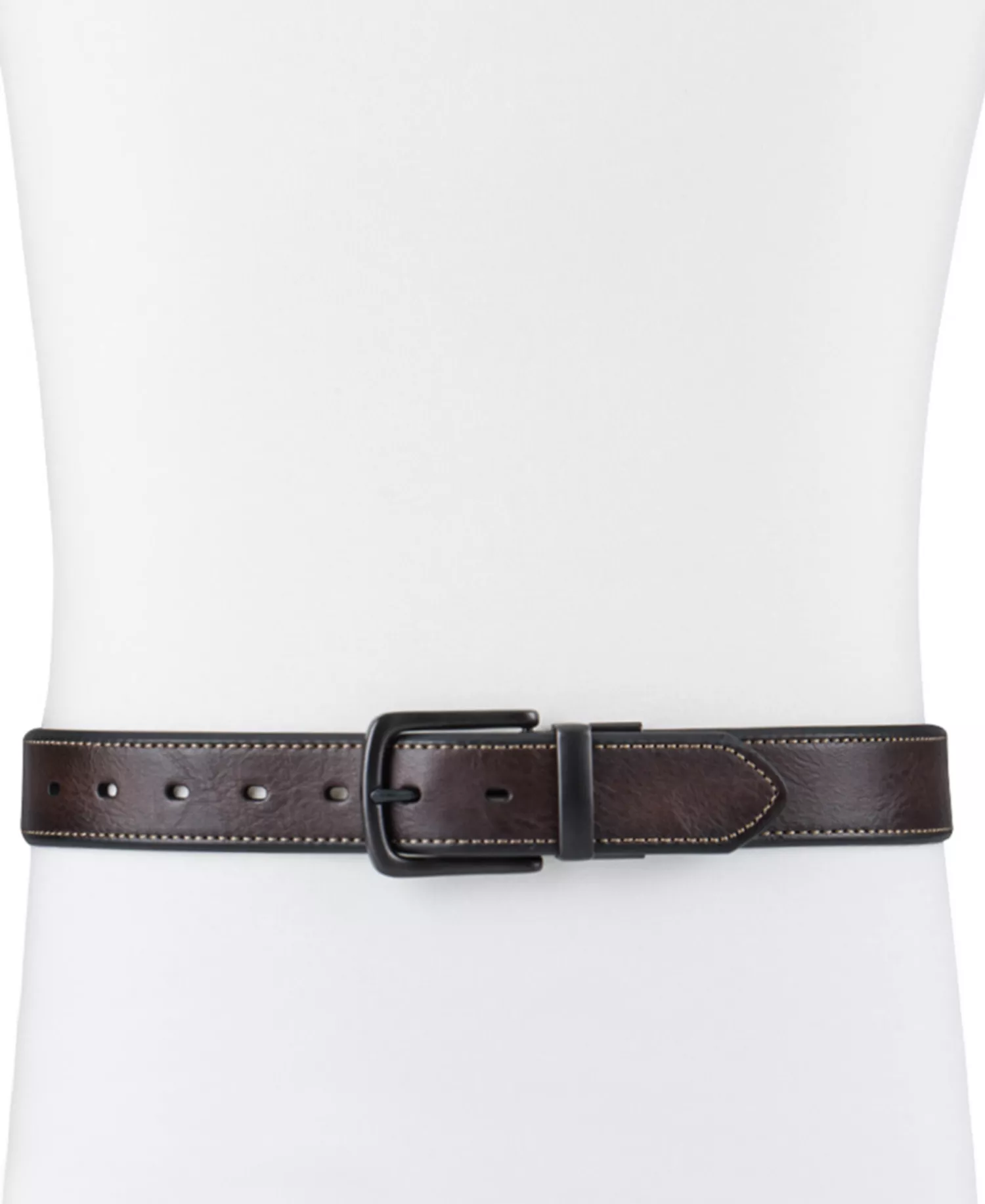 Men’s Contrast Stitch Reversible Belt - Brown/Black - L (38-40)