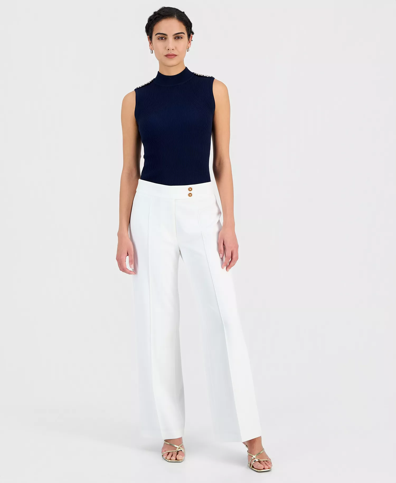 Women's Extended-Tab Wide-Leg Ankle Pants - White Star - 16