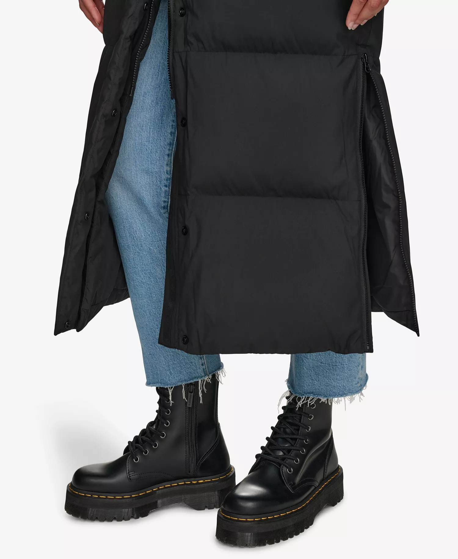 Women's Extra Long Quilted Parka - Black - Large