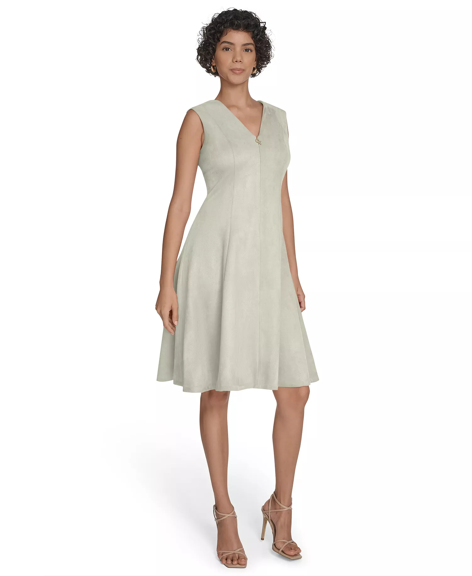 Women's Sleeveless Fit and Flare Short Dress - Pearl - 2