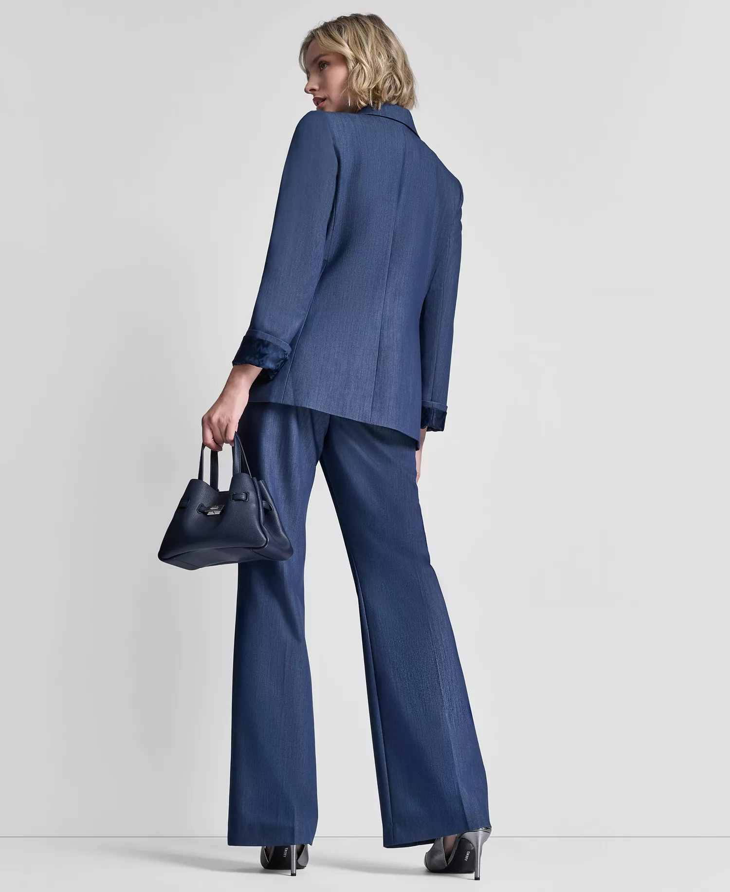 Women's Double Breasted Notch Collar Blazer - Hudson Blue - 10