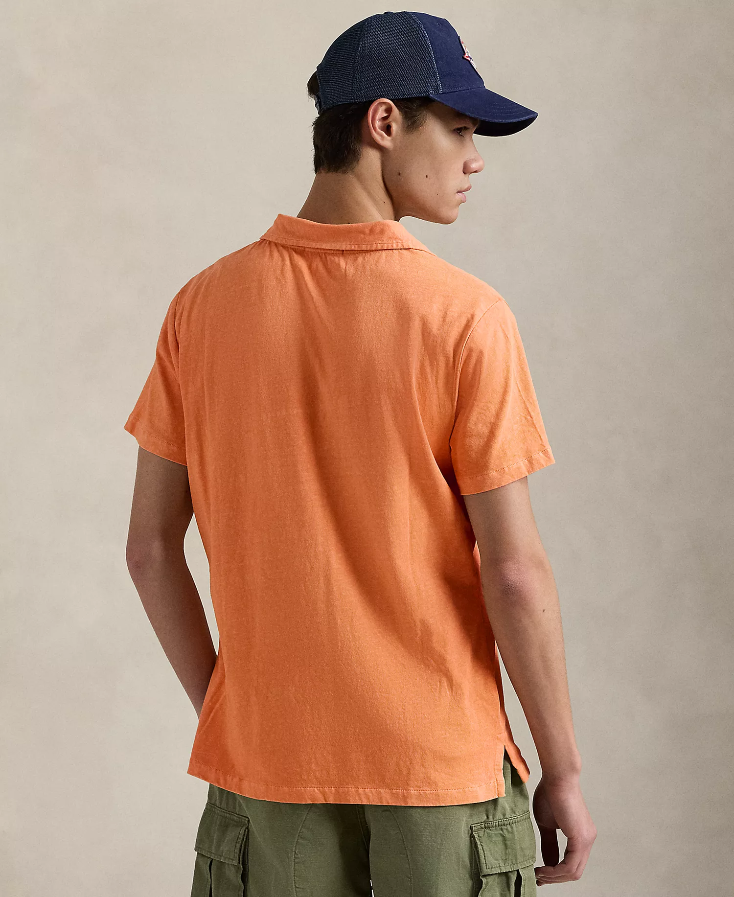 Men's Standard Cotton-Linen Jersey Polo Shirt - Classic Peach - XS