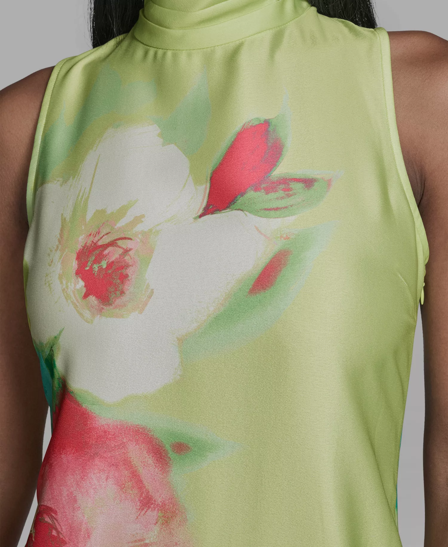 Women's Floral Printed Mock Neck Midi Dress - Tea Green Multi - 0