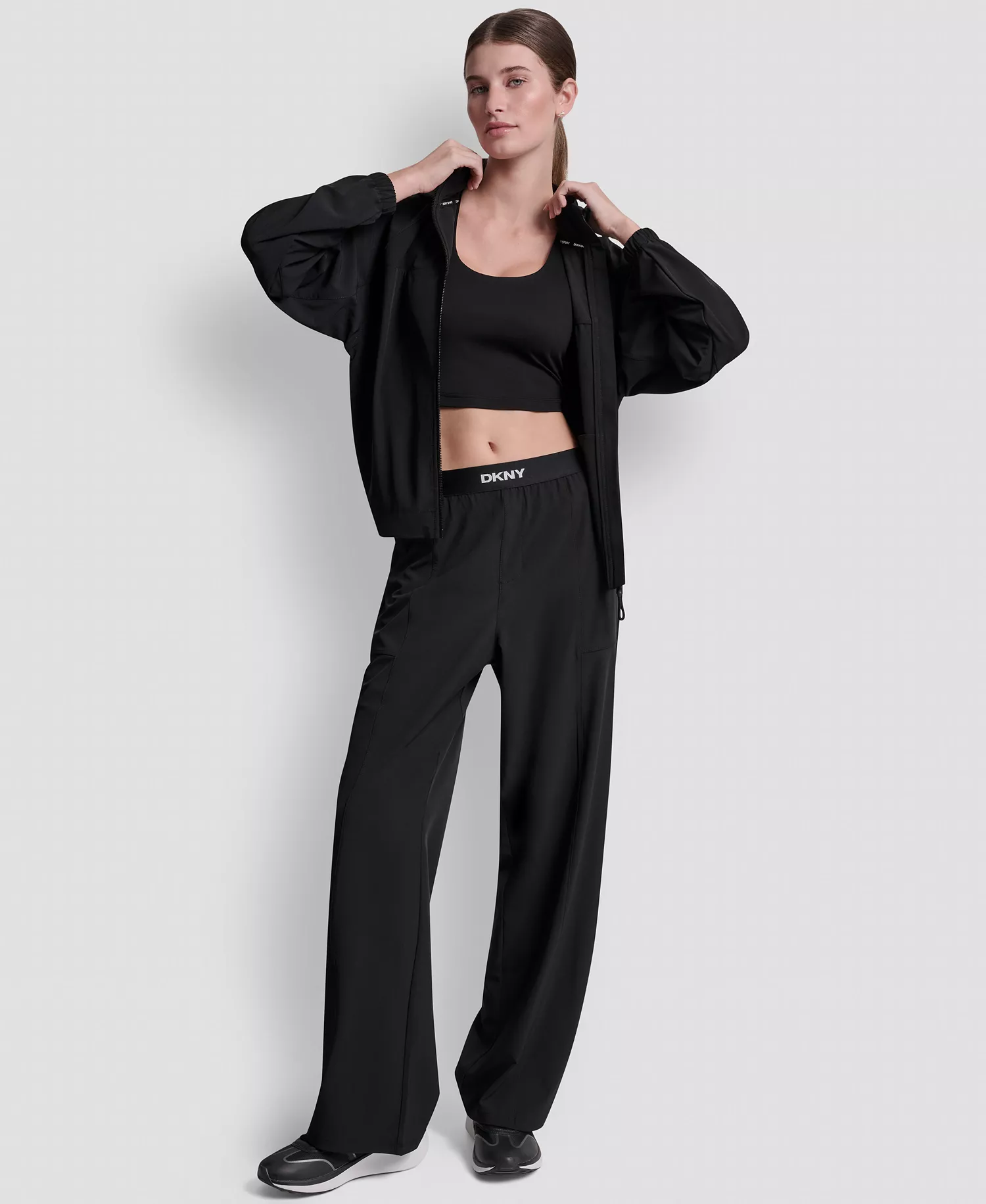 Women's High-Rise Modified Wide-Leg Pants - Black - L