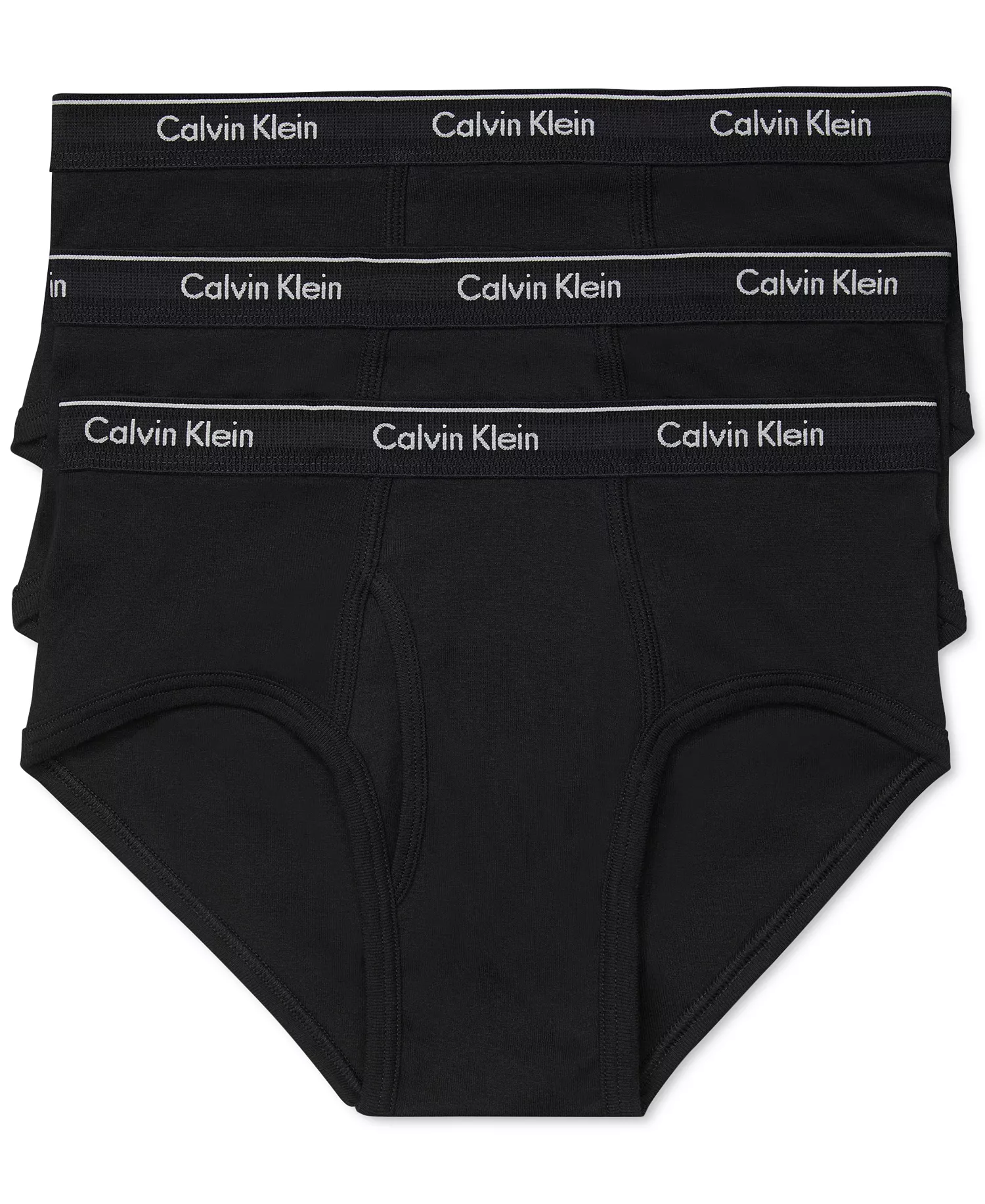 Men's 3-Pack Cotton Classics Briefs - Black with Black Waistband - L