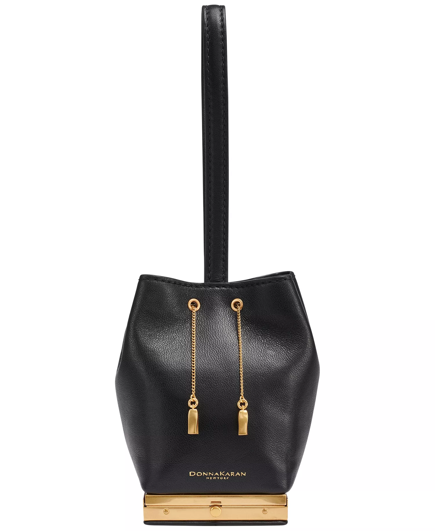 Sisal Mini Leather Clutch Shoulder Bag - Black/Gold - ONE SIZE