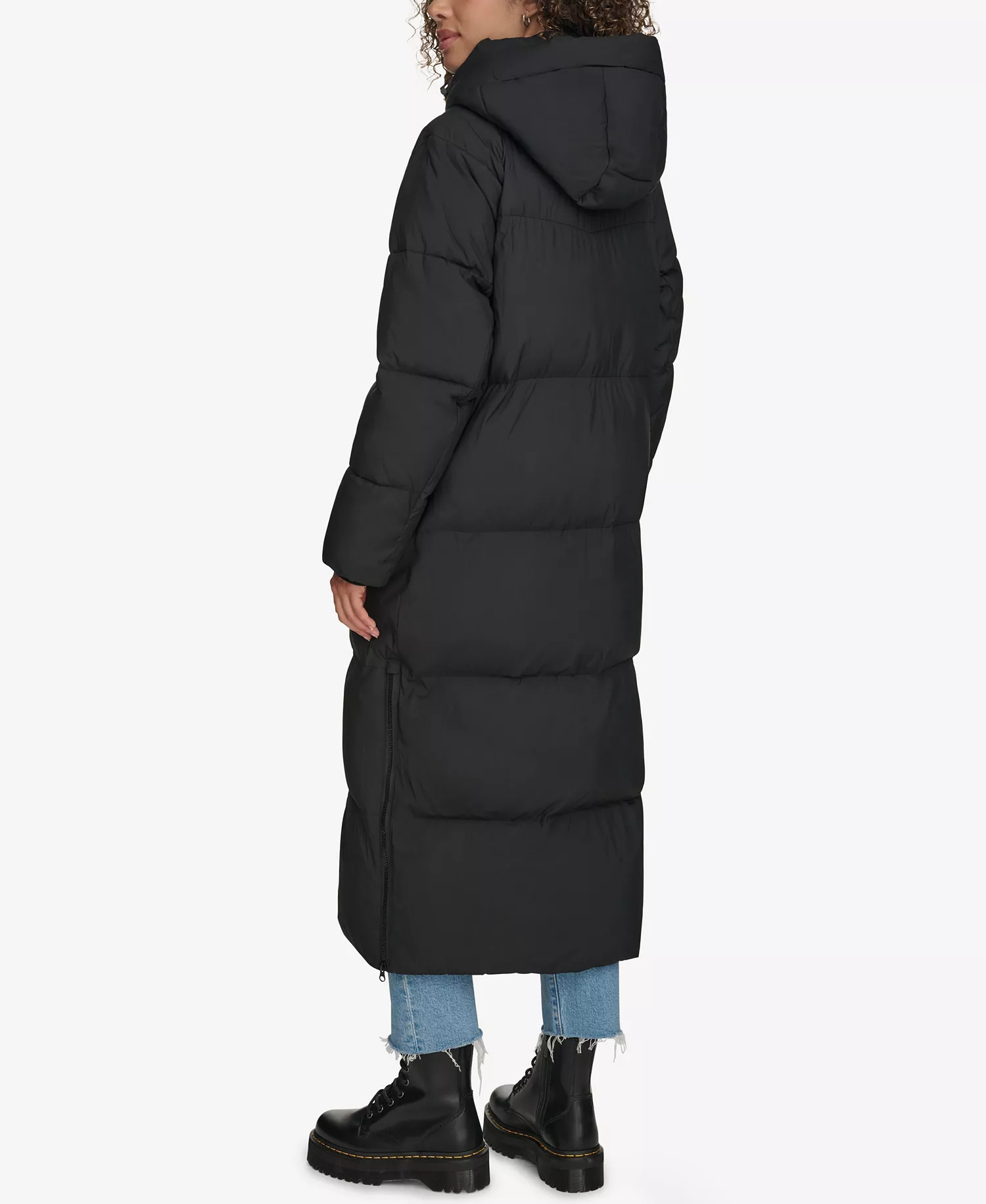 Women's Extra Long Quilted Parka - Black - Large
