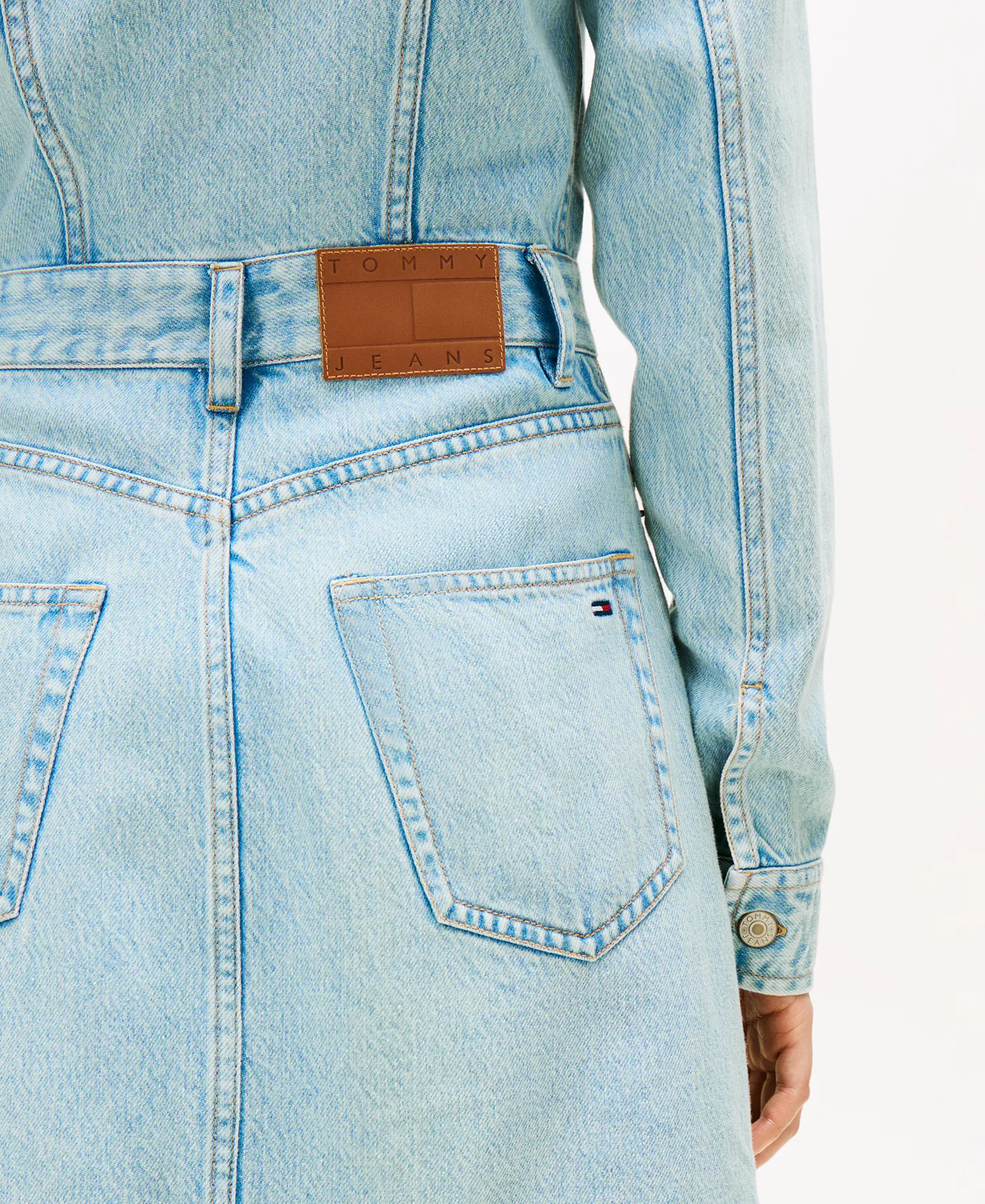 Women's Mini Trucker Denim Dress - Denim Medium - L