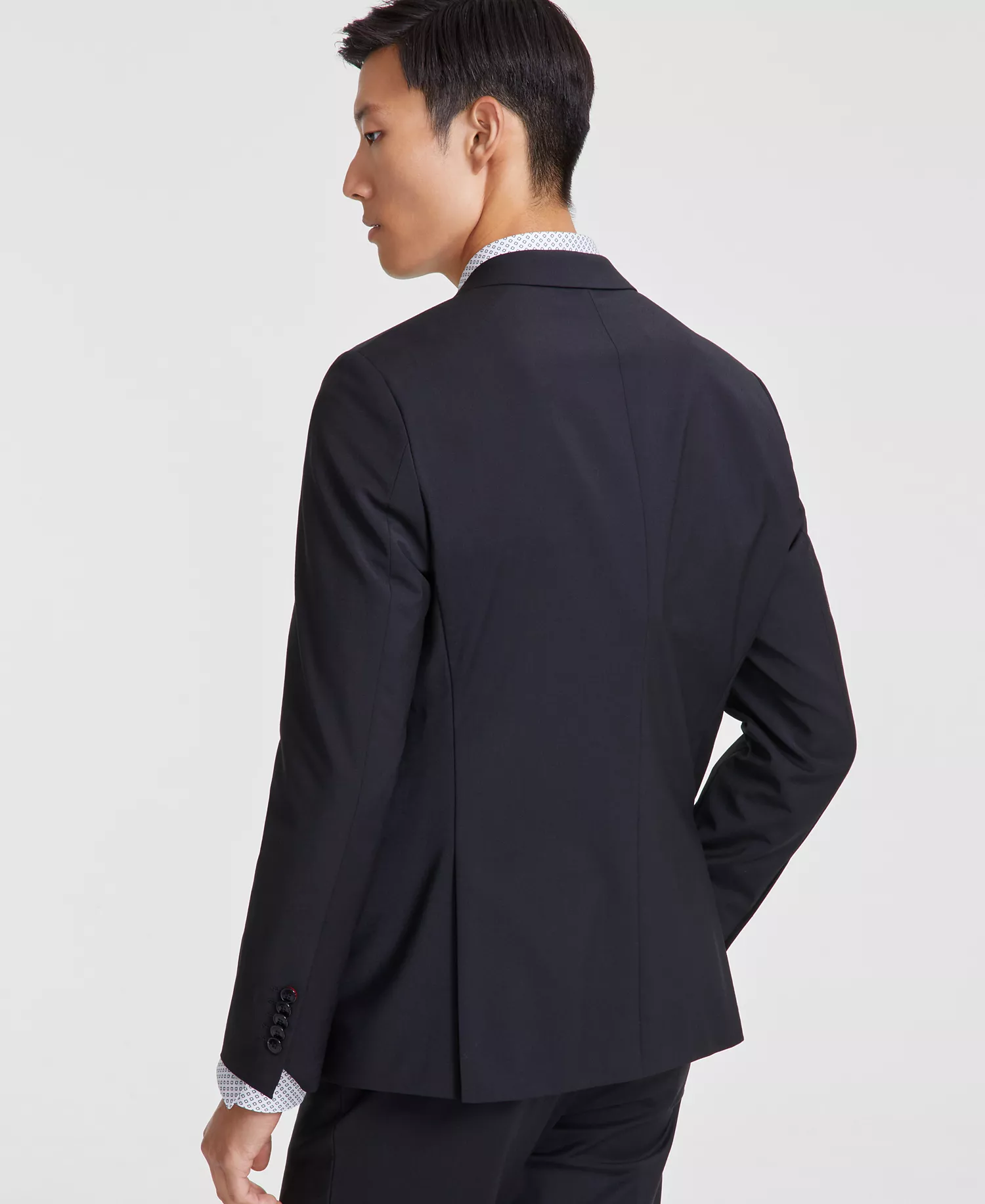 Men's Modern-Fit Wool-Blend Suit - Black - 36R